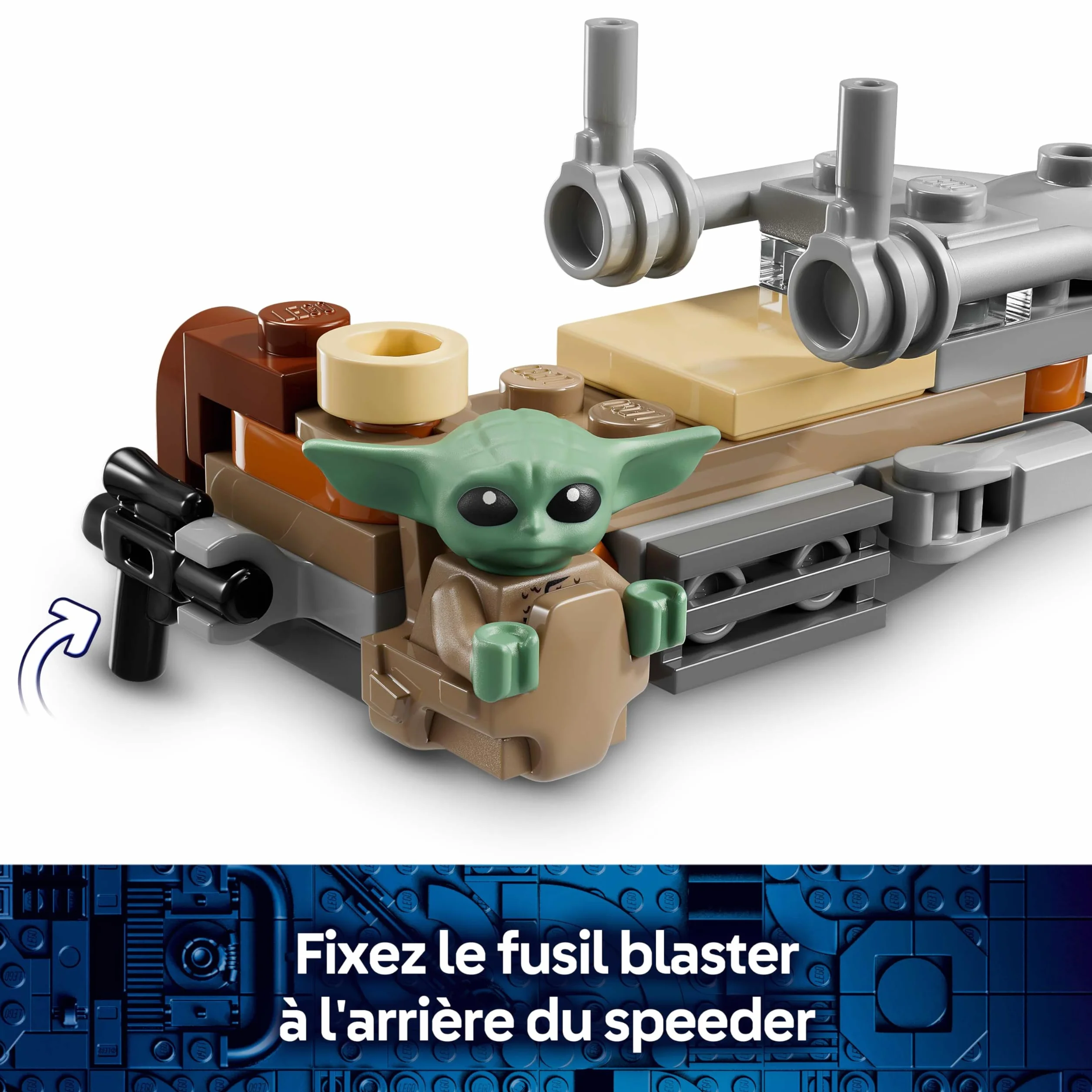 LEGO Star Wars 75436 Speeder Bike du Mandalorien et Grogu Jouet de Construction Figurine Grogu Minifigurine Din Djarin Blaster