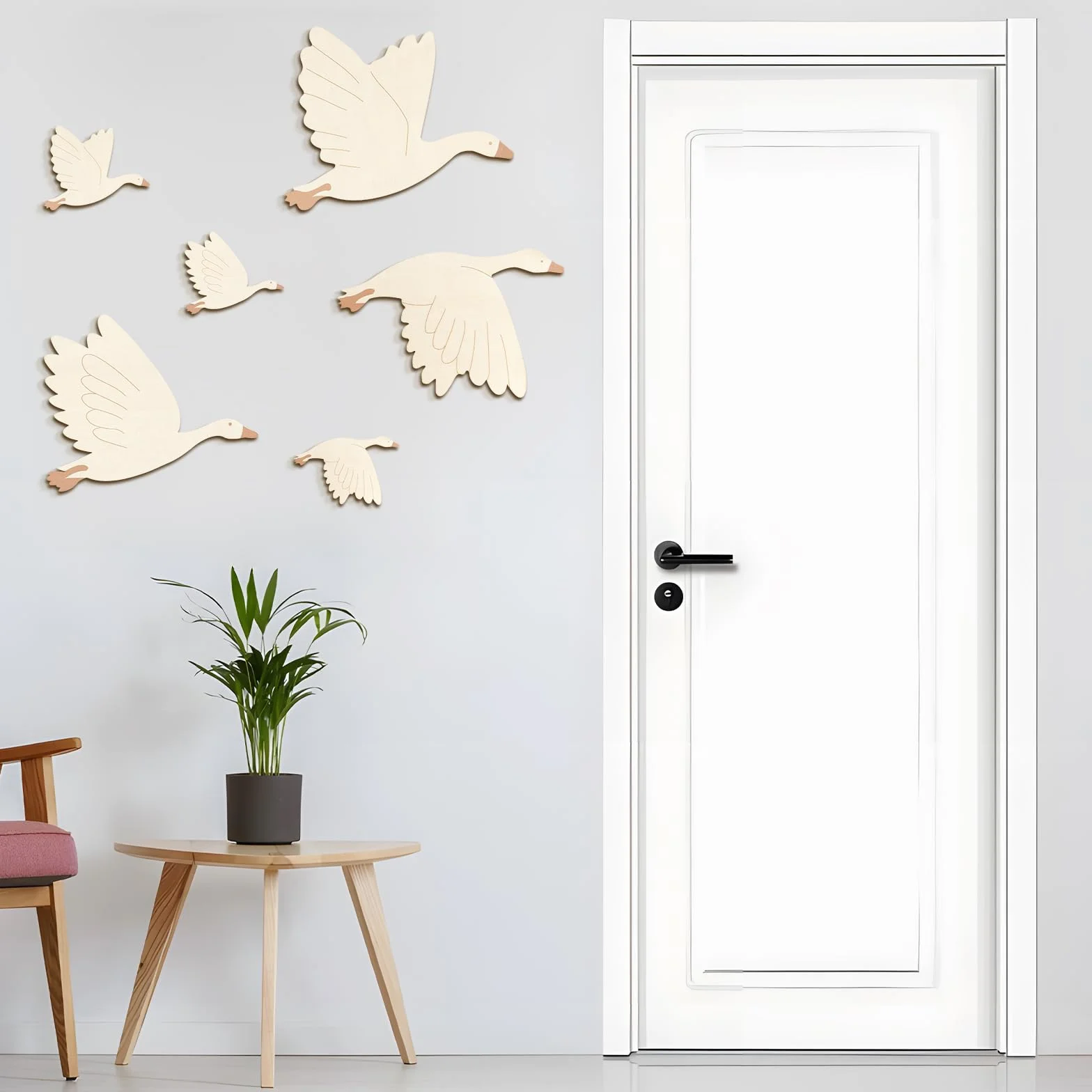 Sticker Mural Enfant Cygne Décorations Muraux Chambre Enfant Ensemble DIY Bois Adhésifs Forts