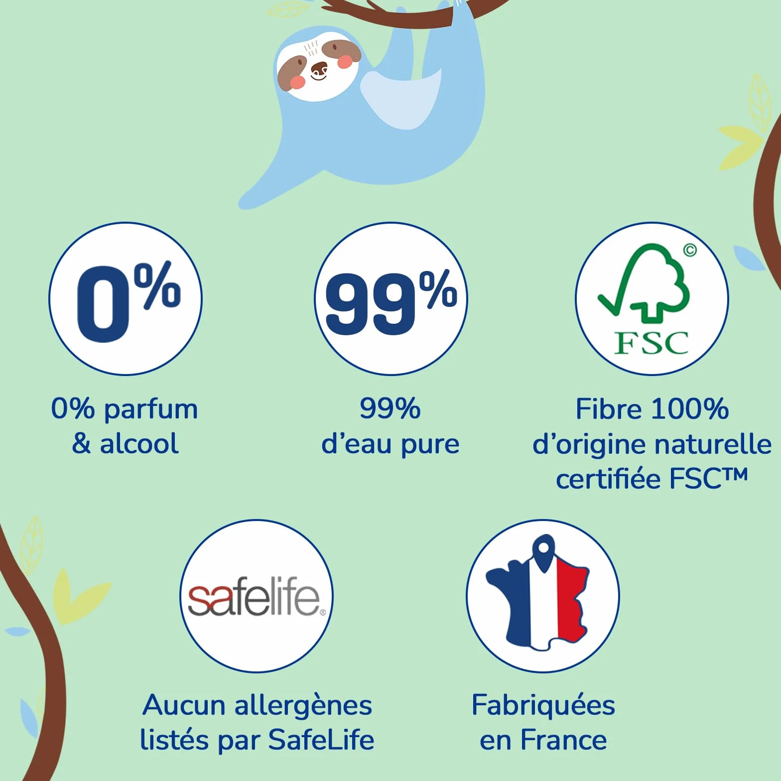 Lingettes à l’Eau pure 4x58 - Lingette Bébé Fibre 100% Naturelle - Serviettes Nettoyantes Sans Allergènes - Soin Bébé Peaux Normales & Fragiles