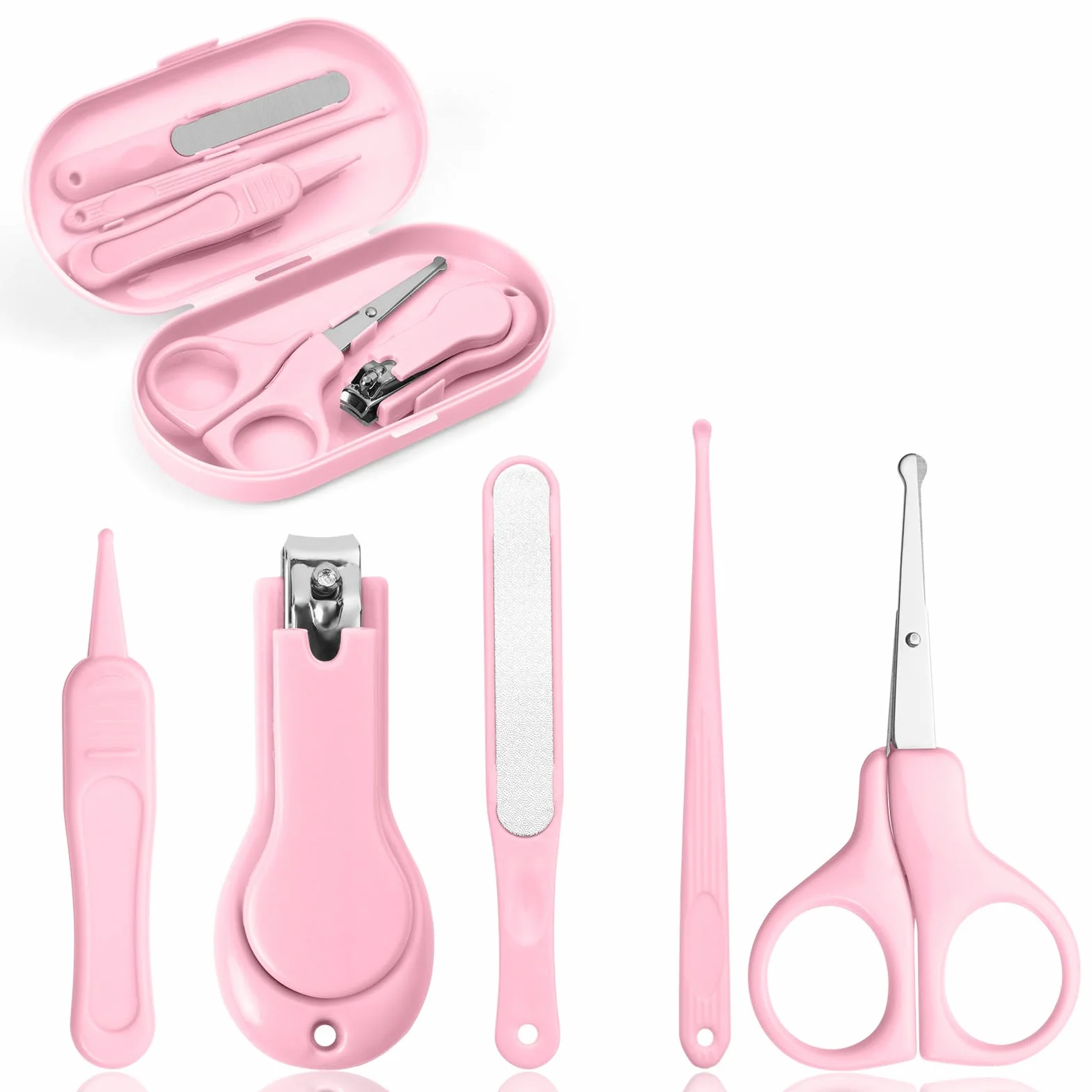 Vicloon Kit Soins des Ongles Bébé 5pcs Coupe-Ongles Ciseaux Lime Pince