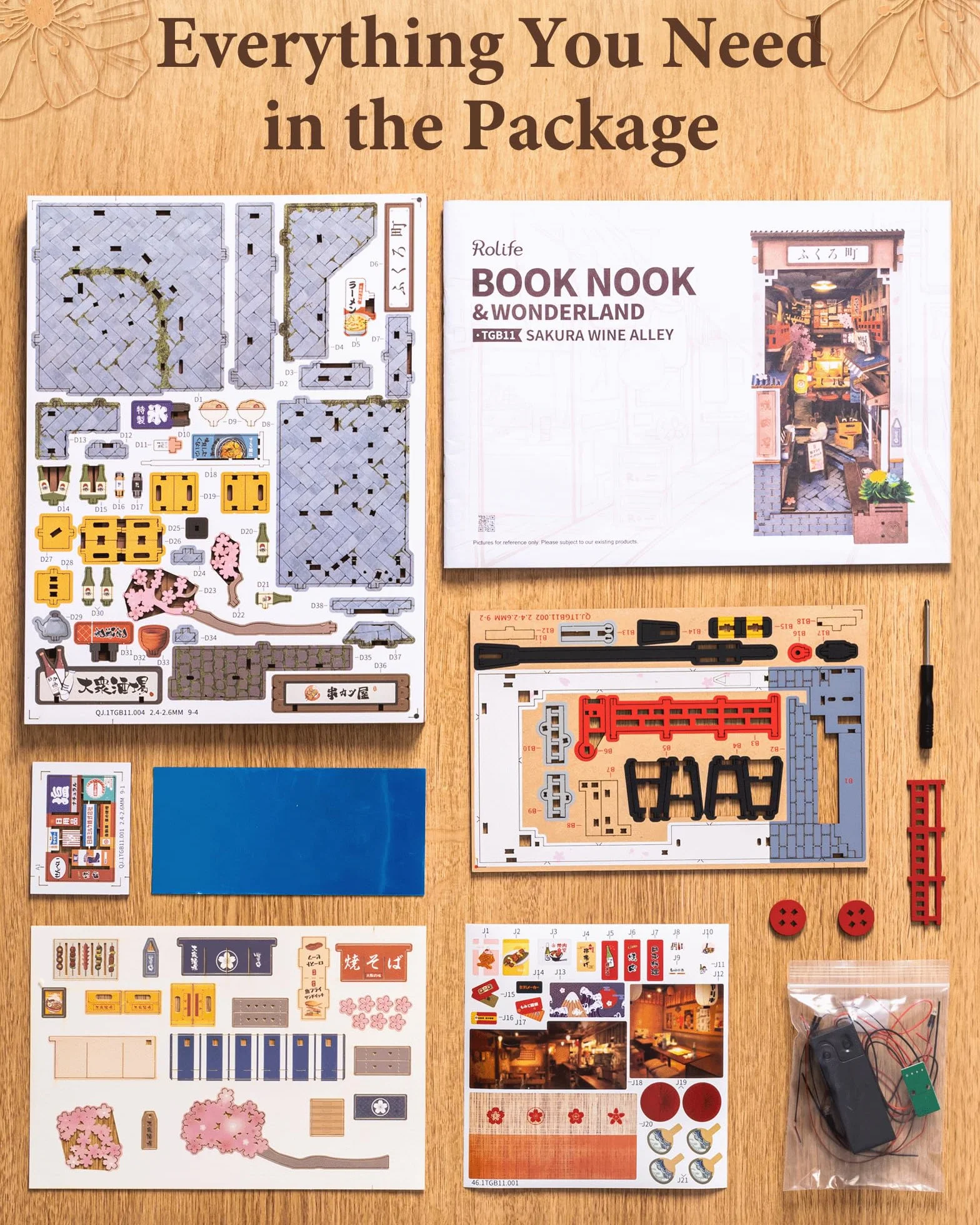 Rolife Book Nook Sakura Wine Alley – Booknook Izakaya Japonais DIY Miniature House 3D Puzzle pour Étagère, Cadeau Anti-Stress