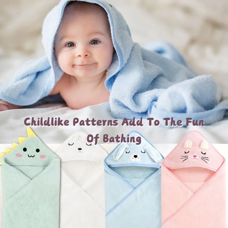 Serviette de Bain avec Capuche Bébé 80x80 cm Super Absorbante Nouveau-né Rose