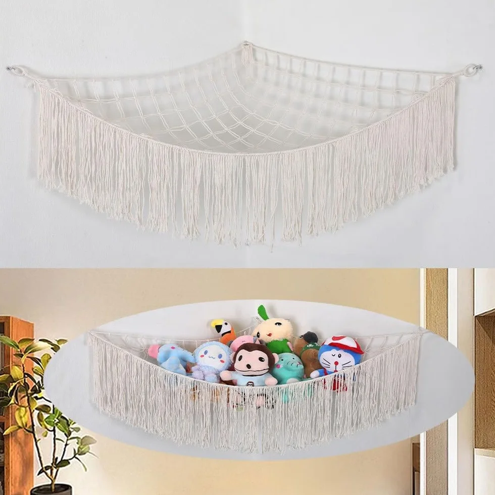 Hamac de Rangement pour Peluches, Sac en Filet Suspendu pour Jouets
