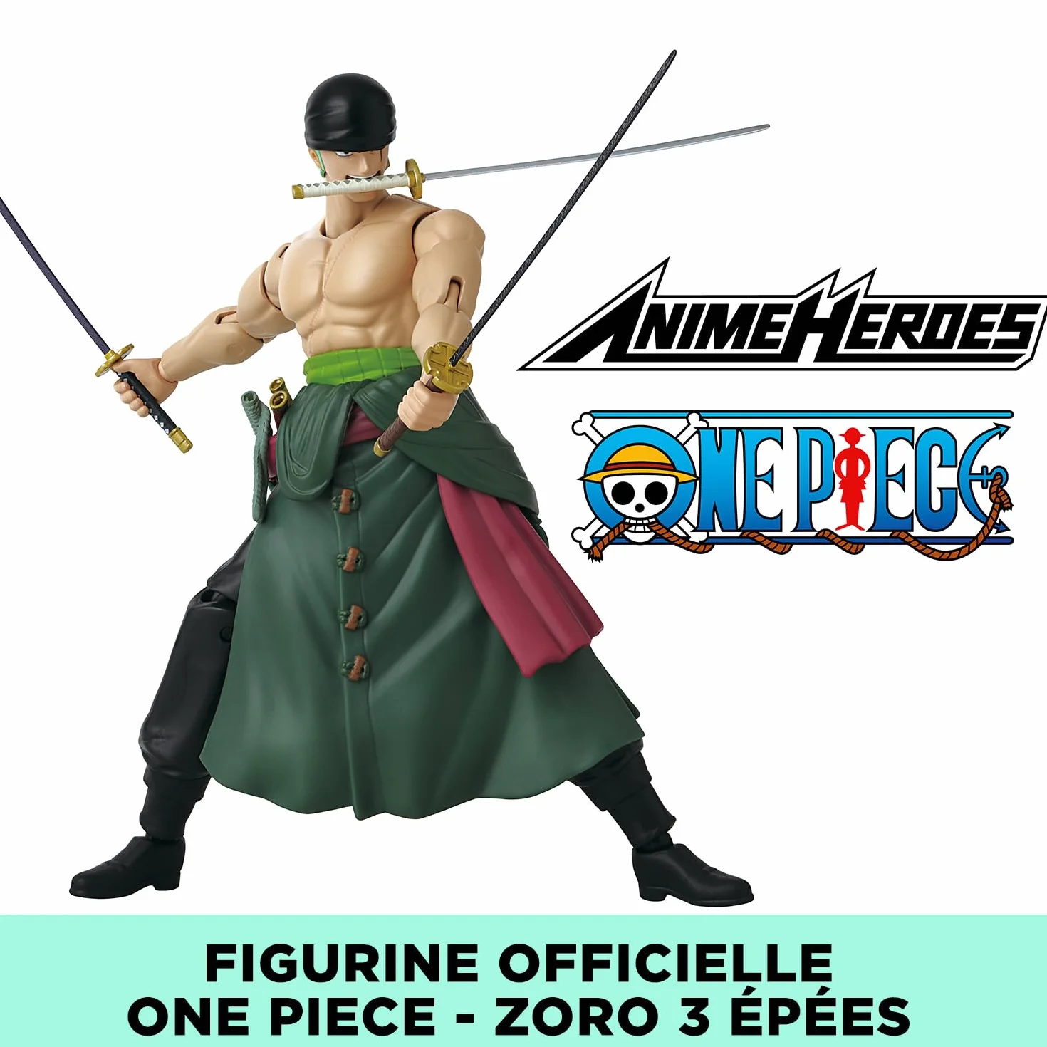 BANDAI Anime Heroes One Piece Figurine Roronoa Zoro 17 cm Three Sword Style Manga Articulée 3 Épées Officielle Jouet Enfant 4 Ans+