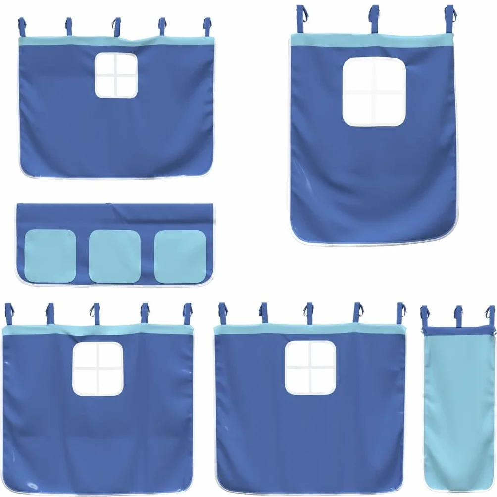 Rideaux lit mezzanine bleu polyester