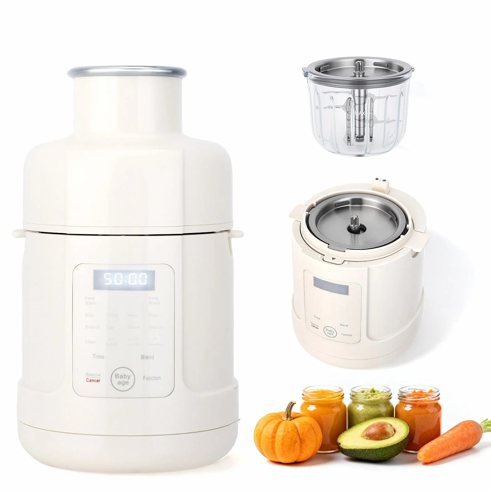 Robot cuiseur mixeur bébé 500W Tout-en-un acier inoxydable écran tactile auto-nettoyage