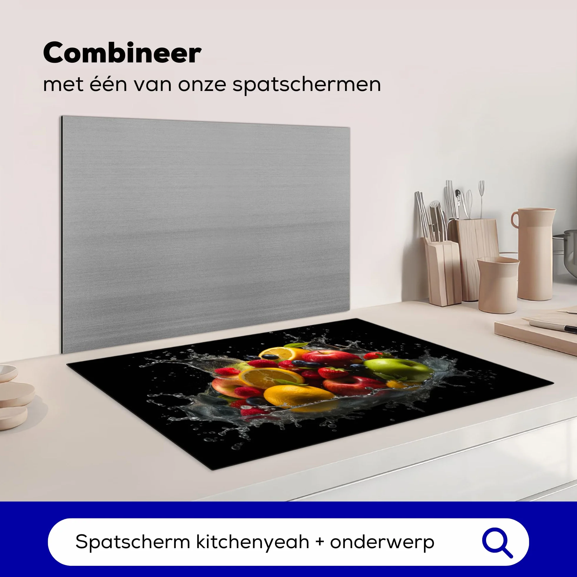 KitchenYeah Protège Plaque Induction 78x52 cm Décoration Cuisine Protection Plan de Travail Rouge