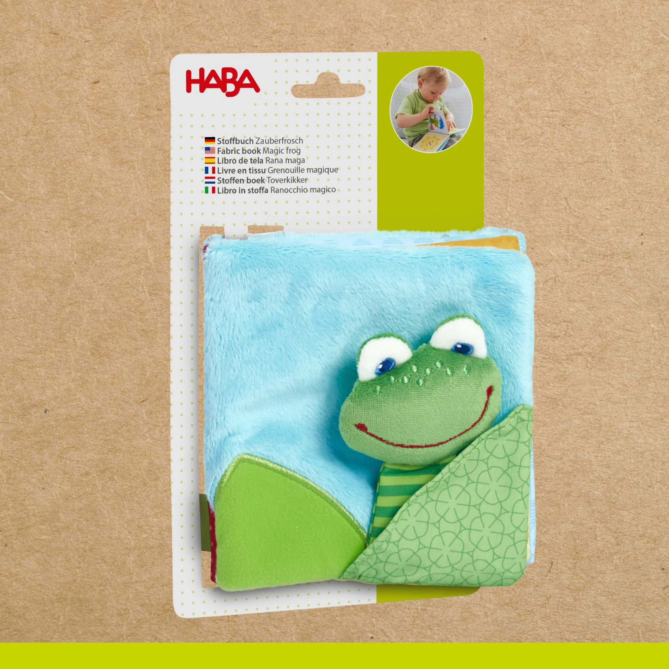 HABA Livre Grenouille Magique en Tissu avec Effets Miroir & Textures, Jeu Doux pour bébés dès 6 Mois