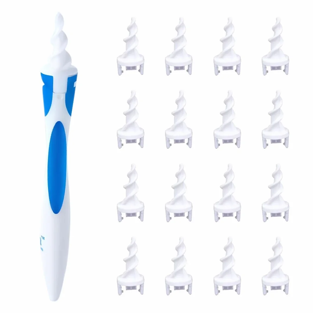 Kit de nettoyage d'oreille en silicone à spirale 360° avec 20 têtes lavables