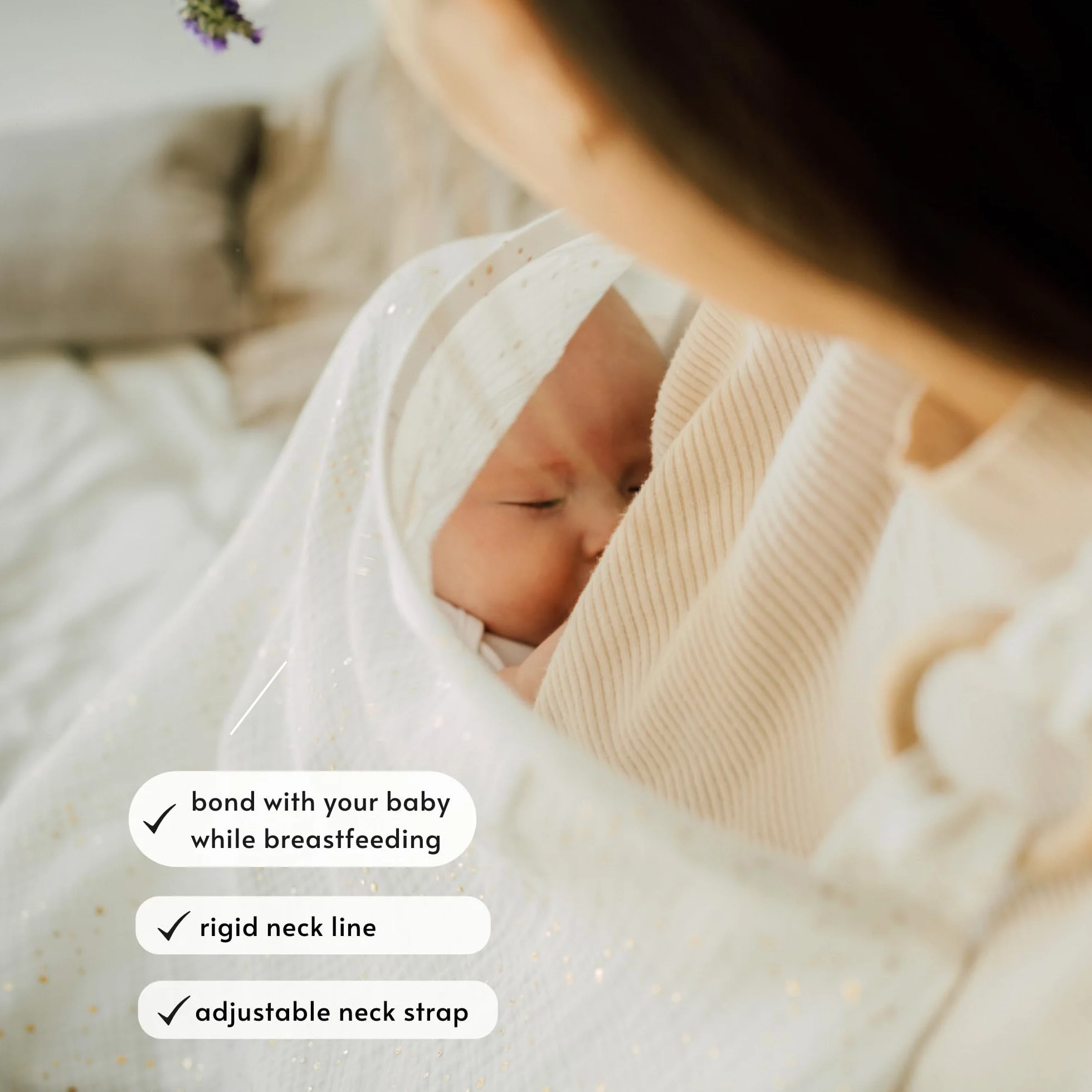 Housse d'allaitement bébé en mousseline de coton bio TISU – multi-usage siège voiture tablier châle blanc