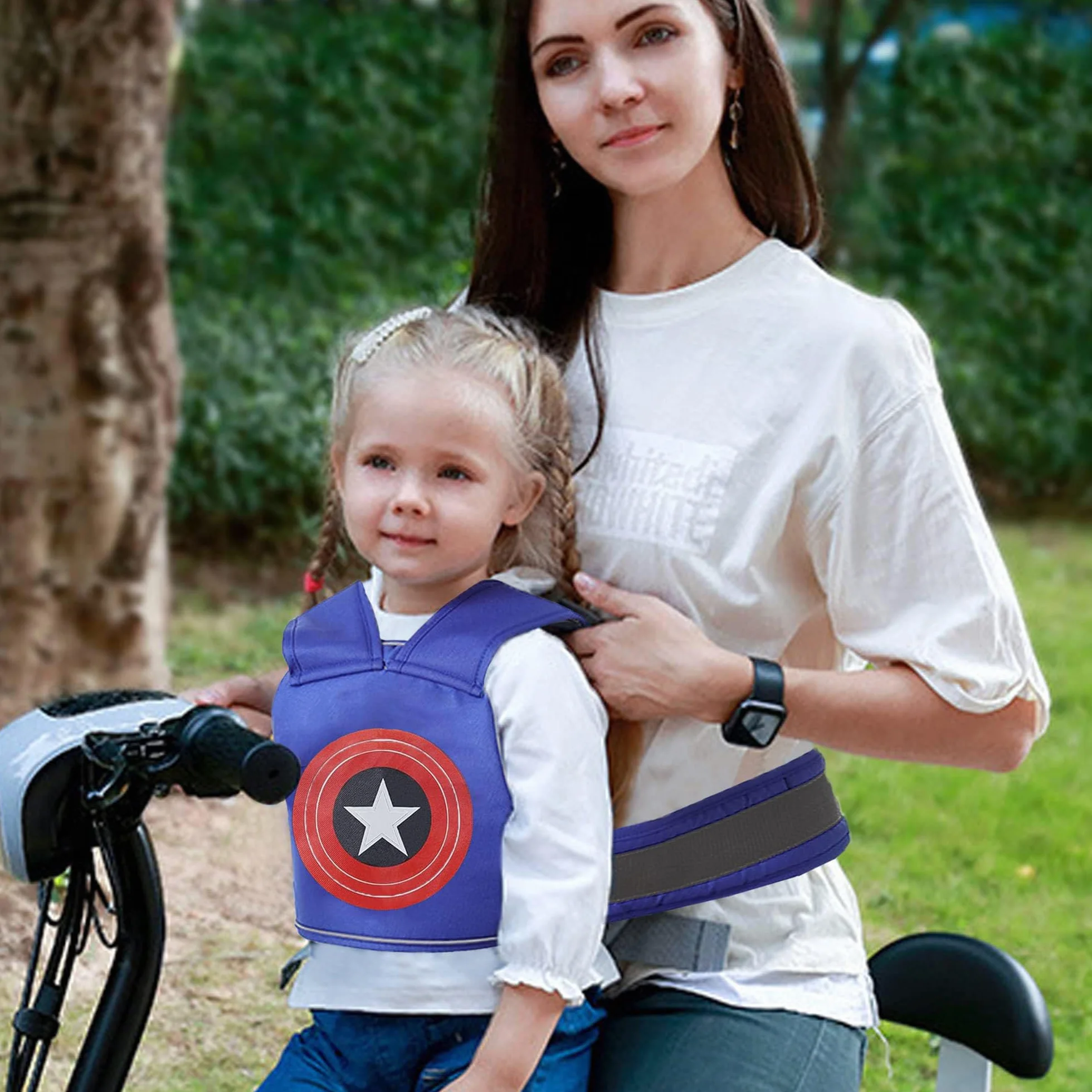 Ceinture de Sécurité Moto Enfants Réglable Haute Résistance Harnais Anti-Chute 2-10 Ans