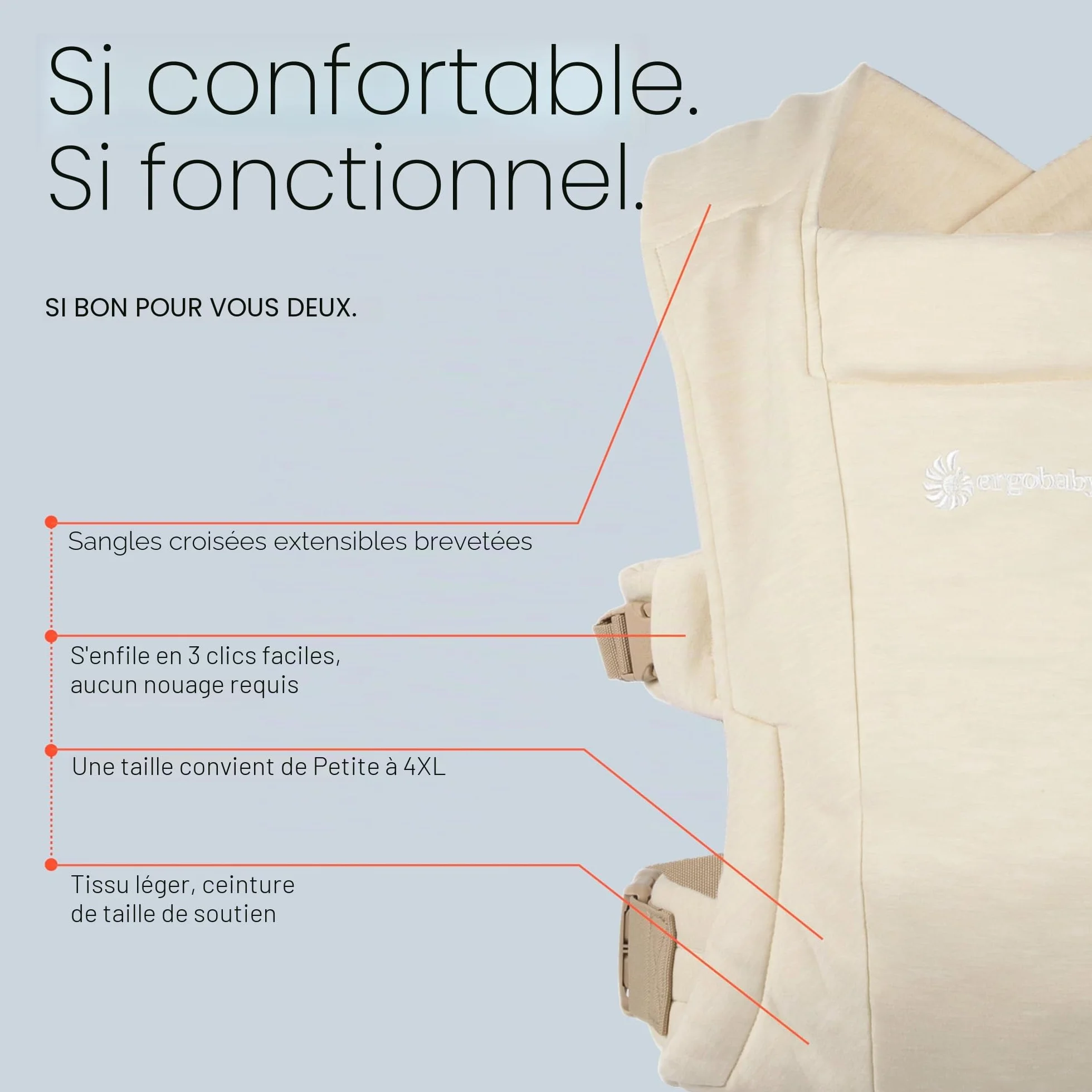 Ergobaby Embrace Porte Bébé Nouveau-né Physiologique Crème