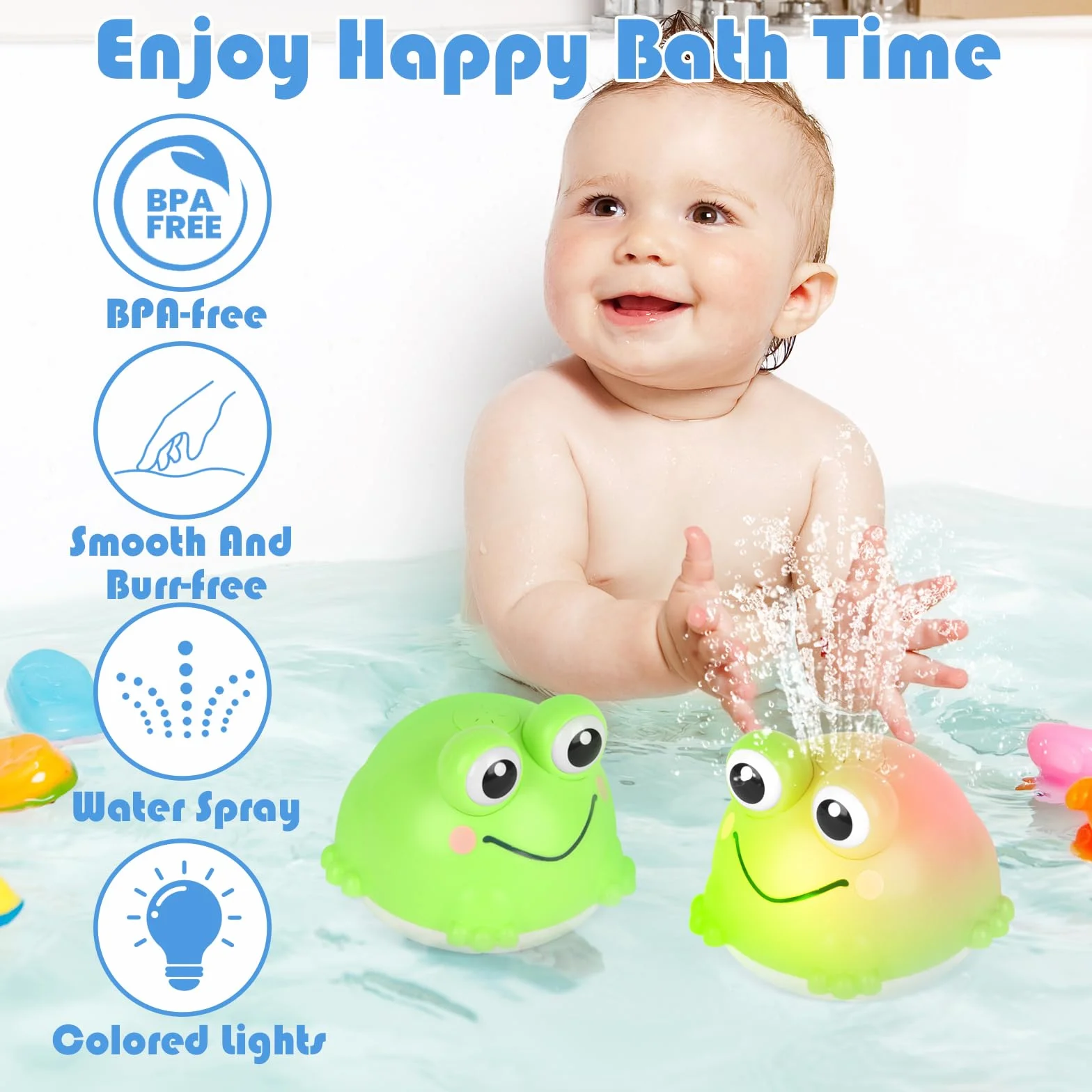 Withosent Grenouille Jouet Bain Bébé Rechargeable LED Induction Automatique Arroseur 1-6 Ans