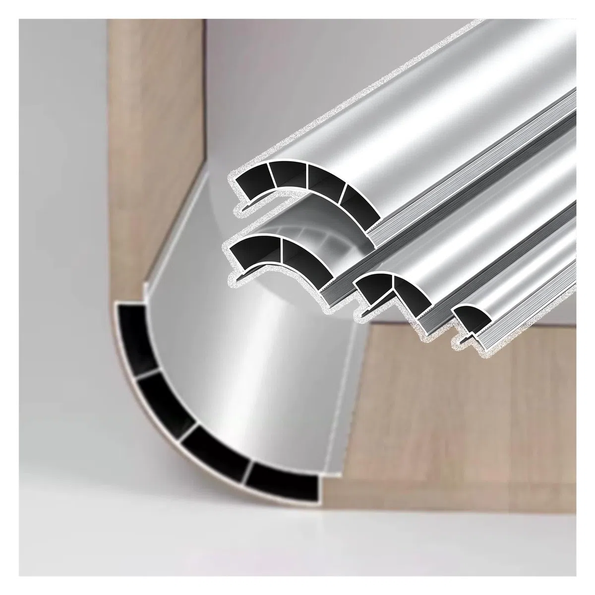Profilé d'angle extérieur incurvé en Aluminium, Bande à Bord Arrondi pour Panneau Mural