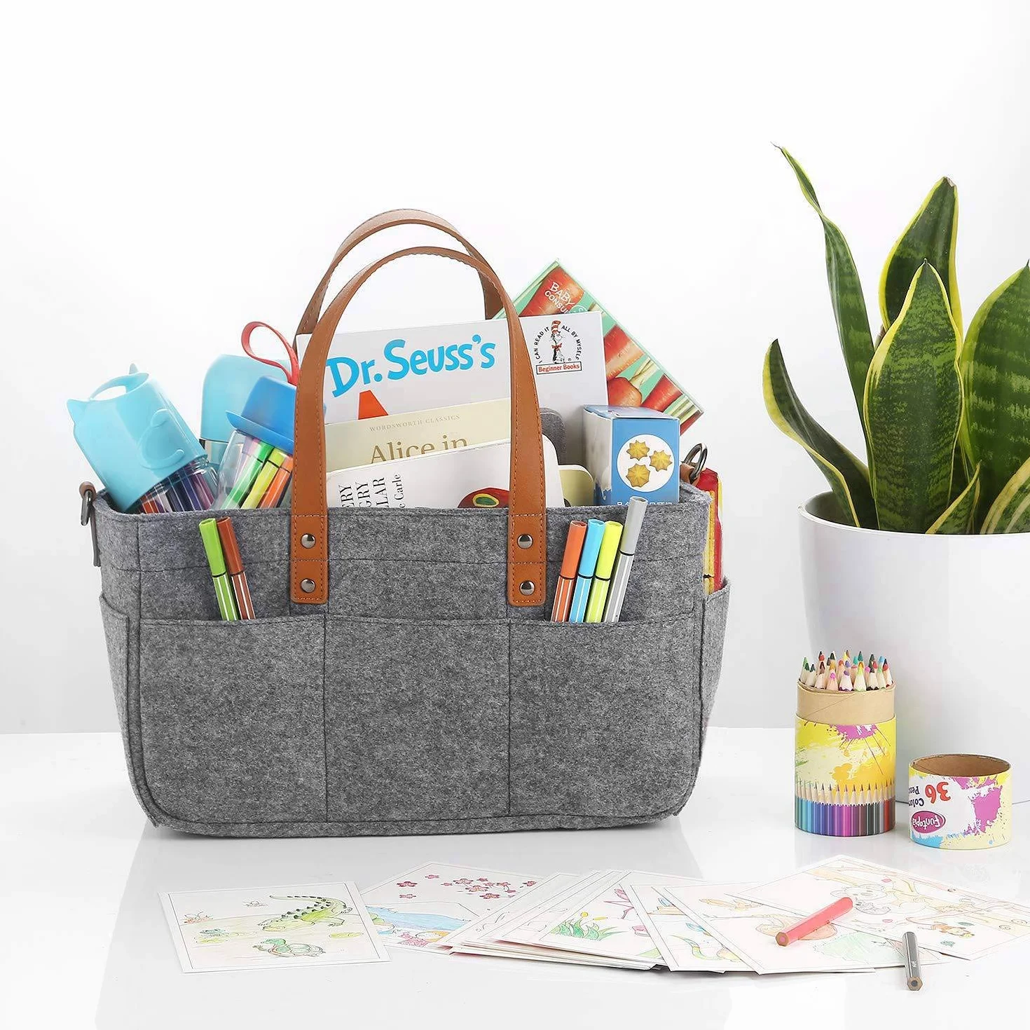 Organisateur De Couches Pour Bébé Support Portable Bac De Rangement Gris Foncé