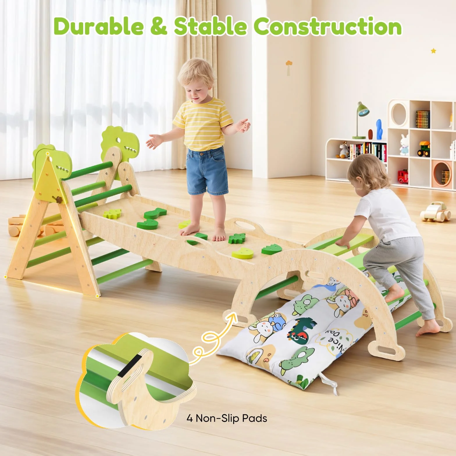 Parcours motricité Enfant 9 en 1, Structure d'escalade pour bébé Montessori, Ensemble d'escalade d'intérieur avec Coussin Doux Lavable