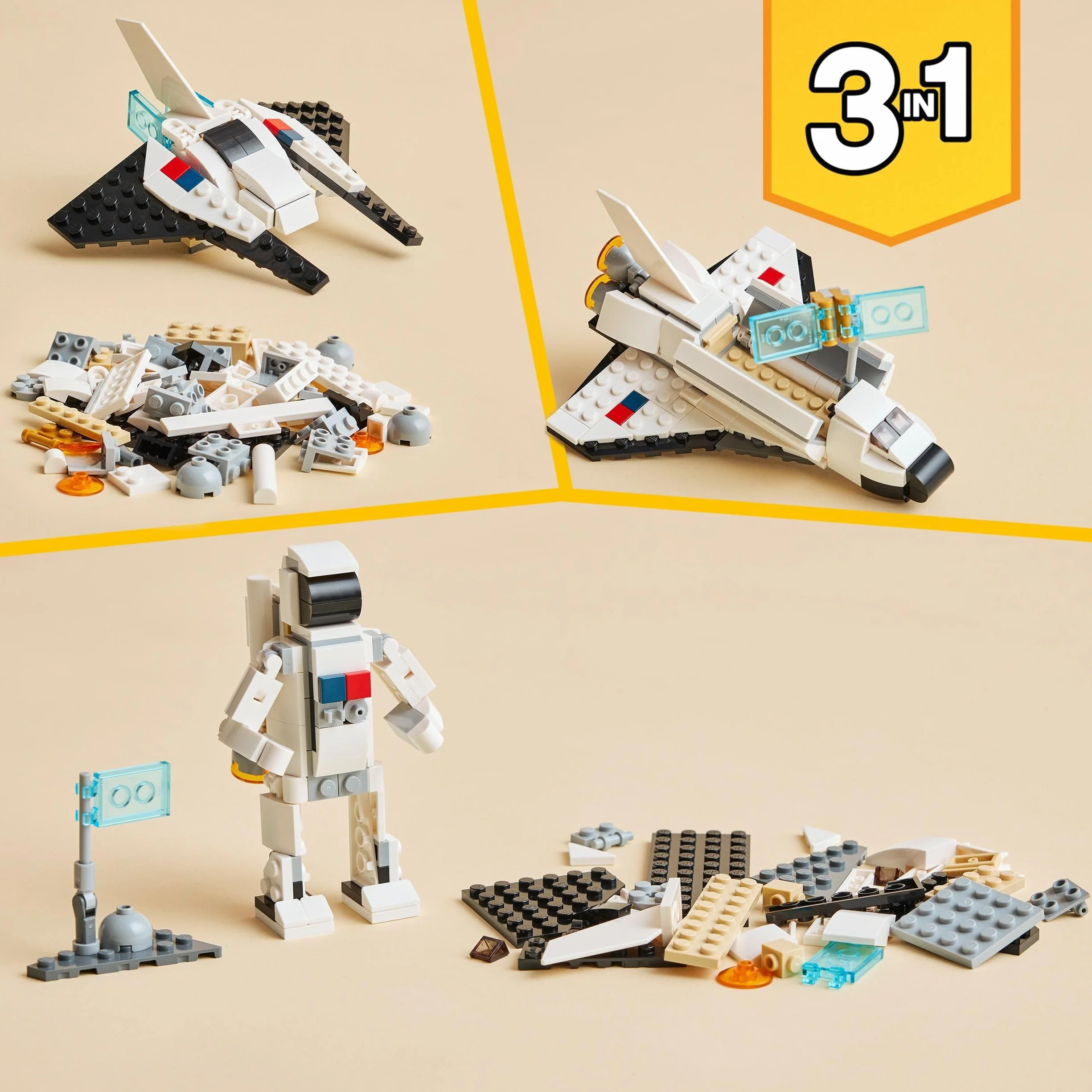 LEGO 31134 Creator 3-en-1 La Navette Spatiale, Jouet de Construction pour Enfants Dès 6 Ans