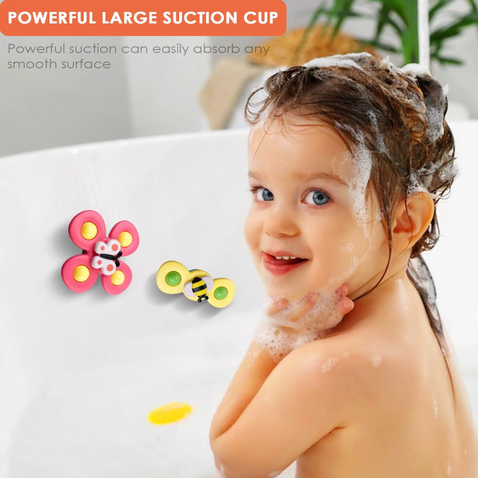 Jouet Bain Bébé 3PCS Spinner Ventouse Coccinelle Abeille Papillon Animaux Mignons