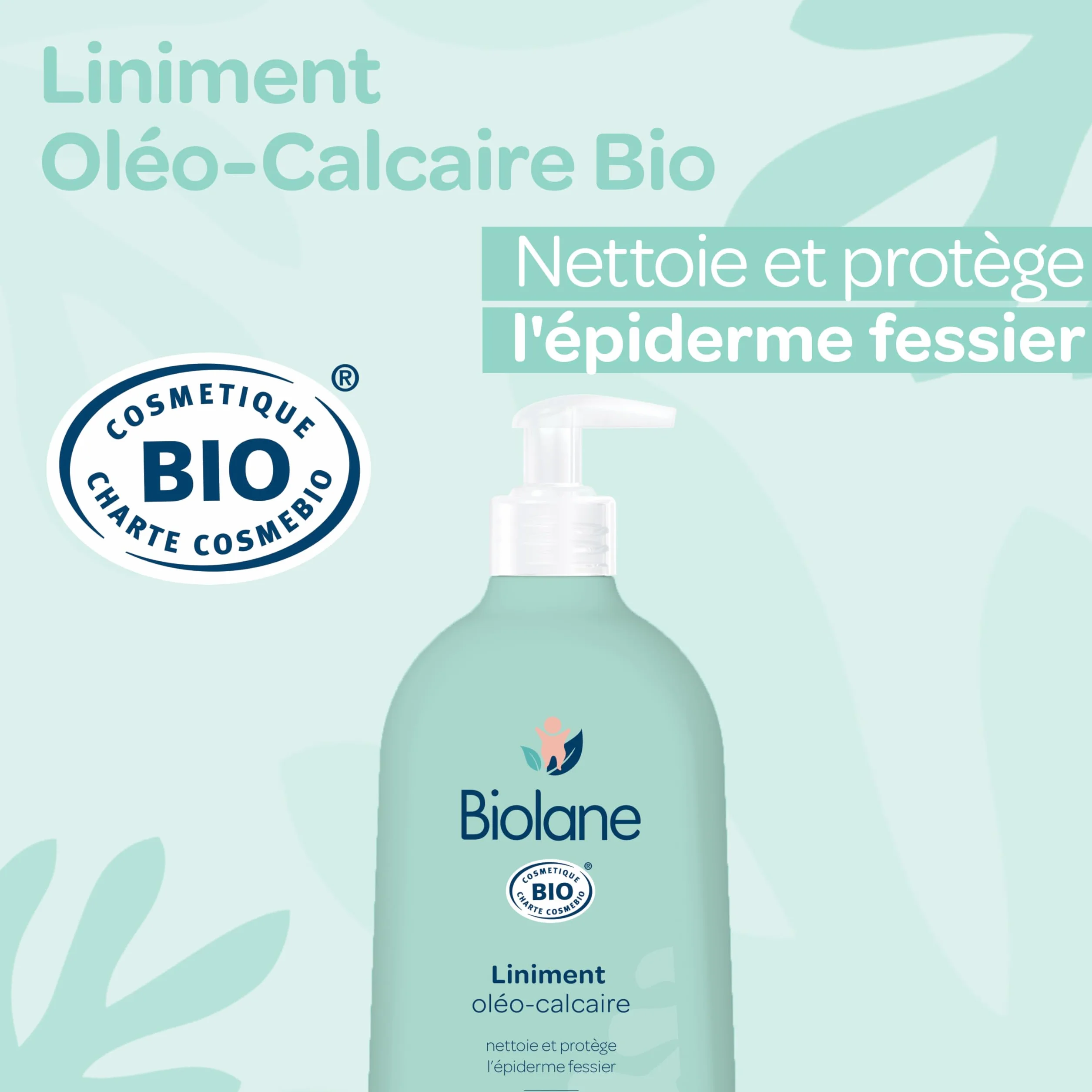BIOLANE Liniment Bio oléo-calcaire Bébé 500ml Nettoyant sans rinçage 99% Origine naturelle Peaux Sensibles Fabriqué en France
