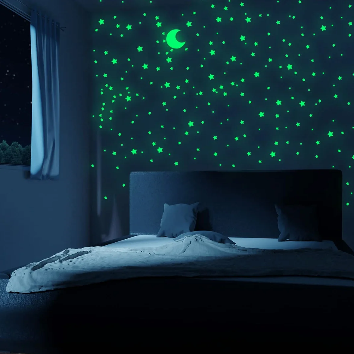 Étoiles Phosphorescentes Lumineux 455 Autocollants Fluorescent Stickers Phosphorescents Plafond Muraux Décoration Chambres Enfants