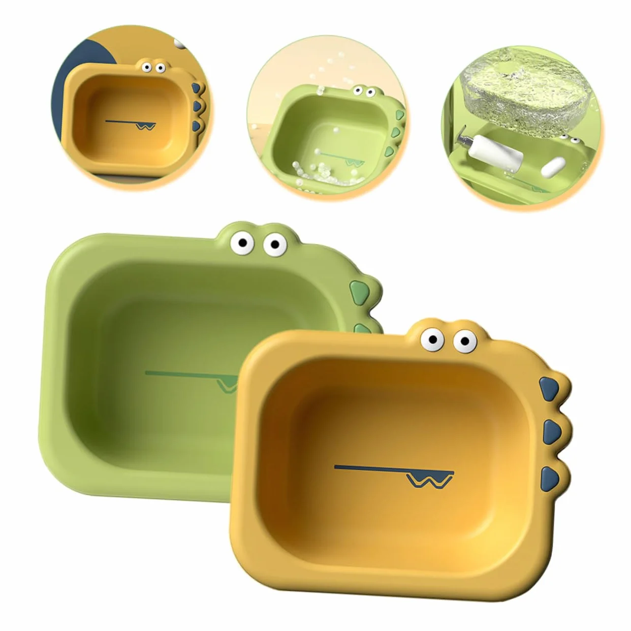 Bassines pour Bébé en Plastique Lot de 2, Lavabos Portables Design Cartoon