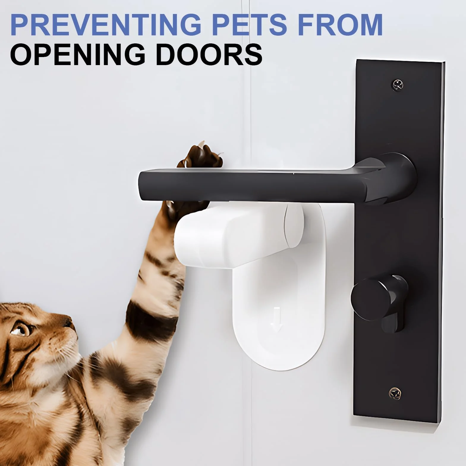 Verrou de Levier de Porte à L'Épreuve des Enfants Petproof, Serrure de Poignée de Sécurité pour Bébé, Sans Outils ni Perçage, Blanc