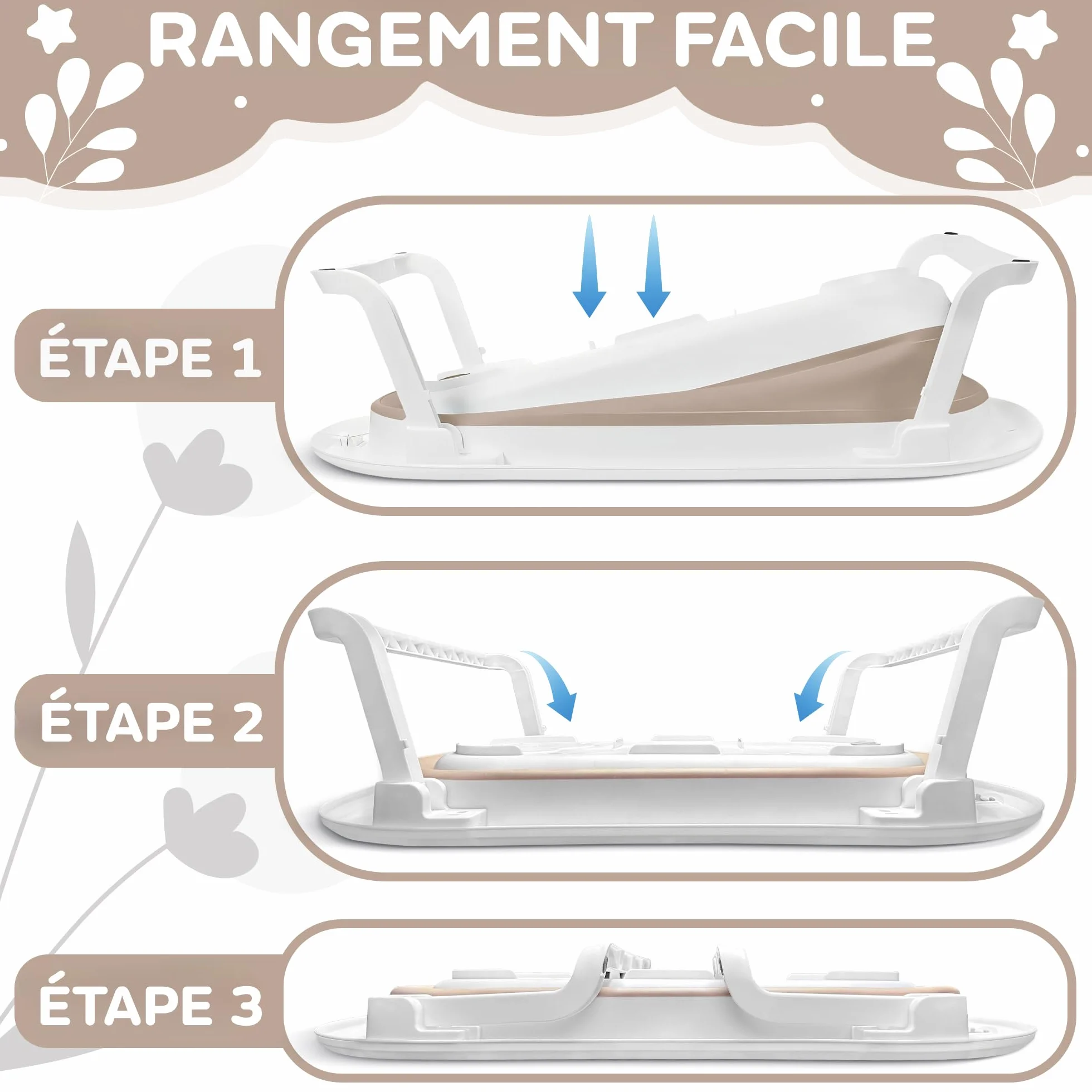 FawnsLife Baignoire Bébé Pliable XXL sur Pied avec Siège Confortable et Seau