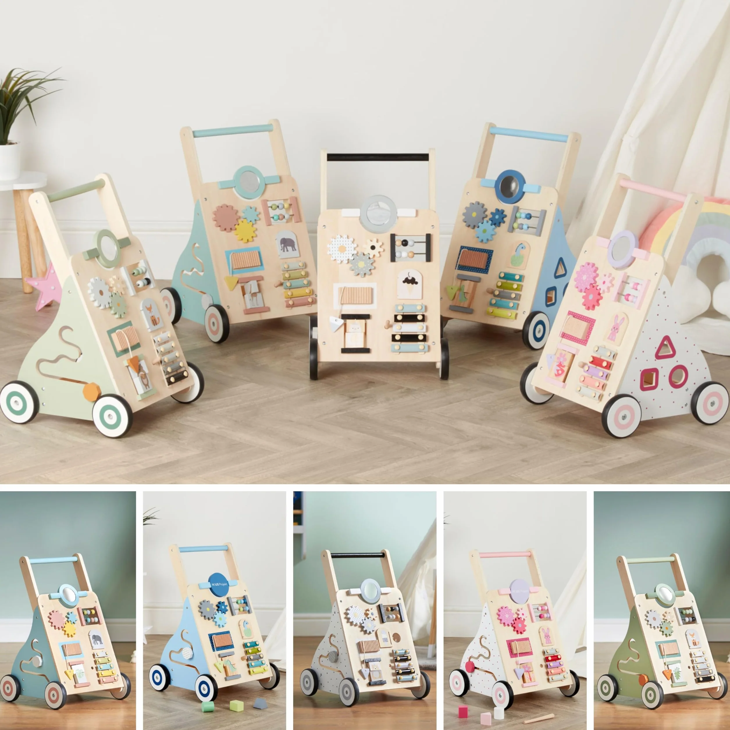 Haus Projekt Chariot de Marche Bois Rose, Trotteur Bébé Bois Activité, Jouet Bébé 1 an, Baby Walker