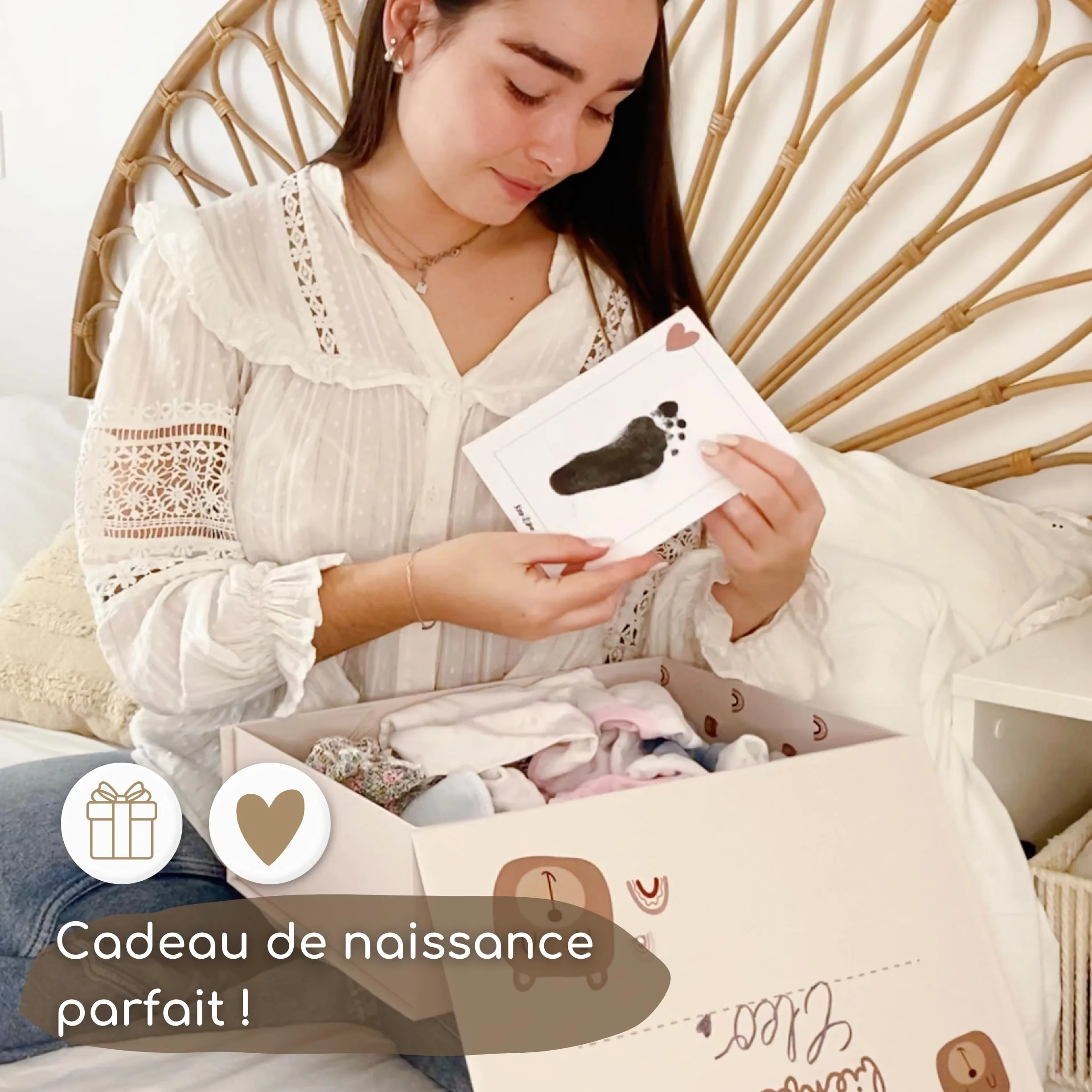 Boîte à Souvenirs Bébé Coffret de Naissance Personnalisable Cadeau Baby Shower