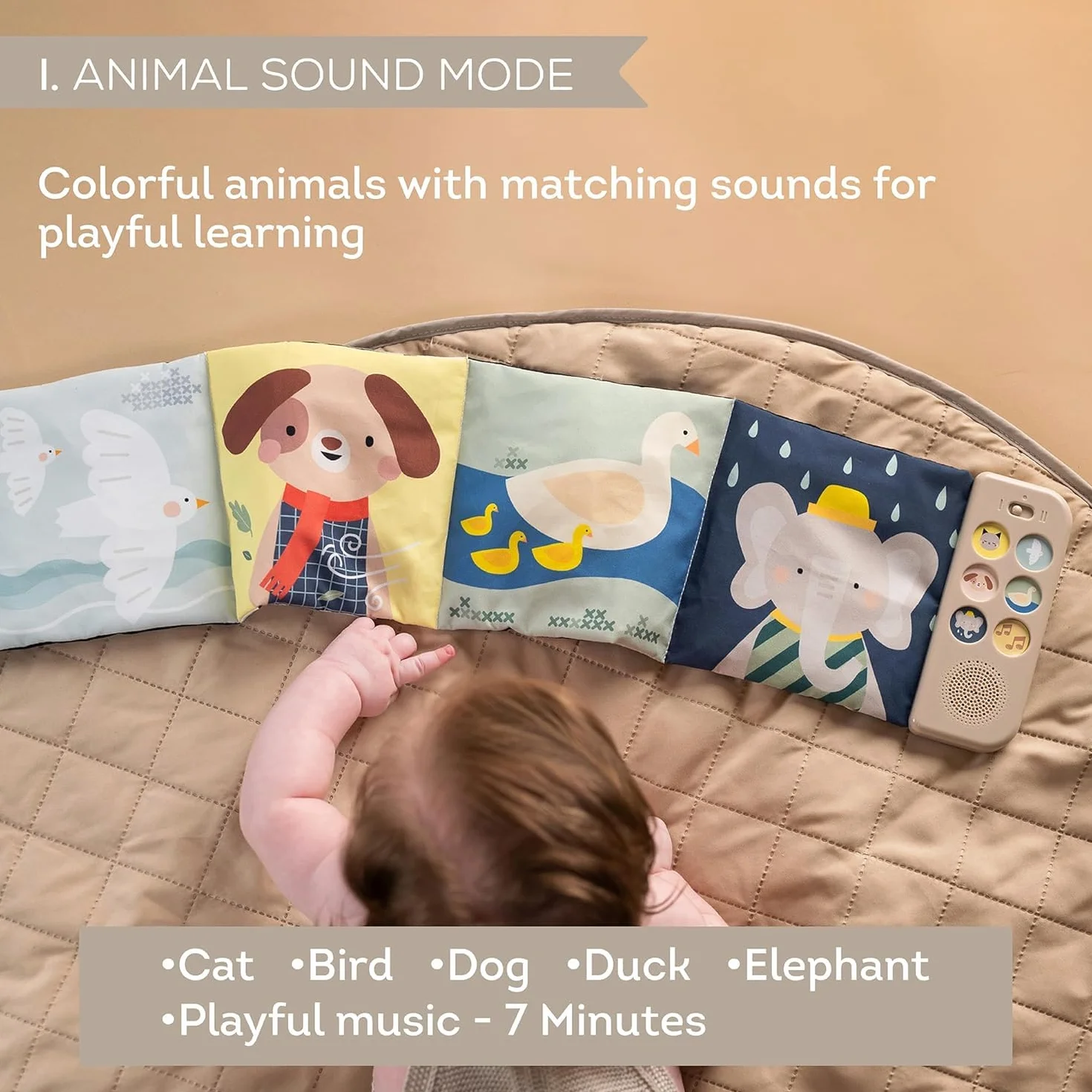 Taf Toys Livre Musical Bébé Double Face 12 Sons & Mélodies Noir & Blanc Couleurs Lit Poussette