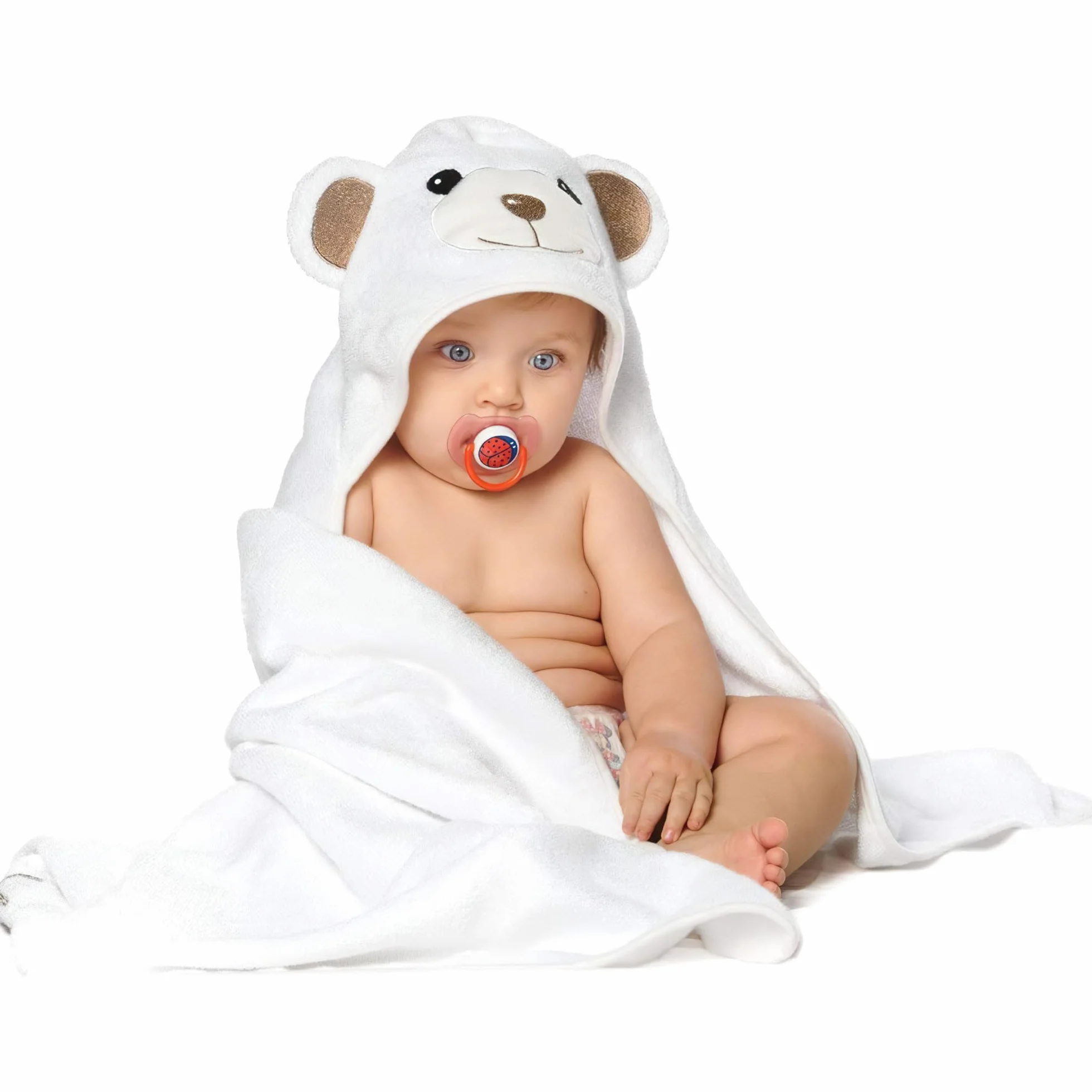 Serviette Bébé 90x90 cm 100% Coton Naturel avec Capuche, Cape de Bain Bébé 0-3 Mois à 3 Ans