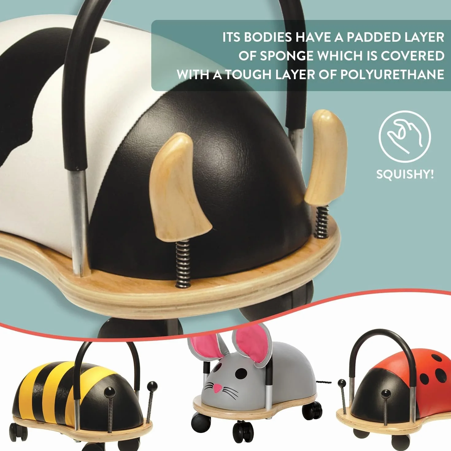 Wheely Bug Trotteur Souris multi-directionnel bois 1-3 ans