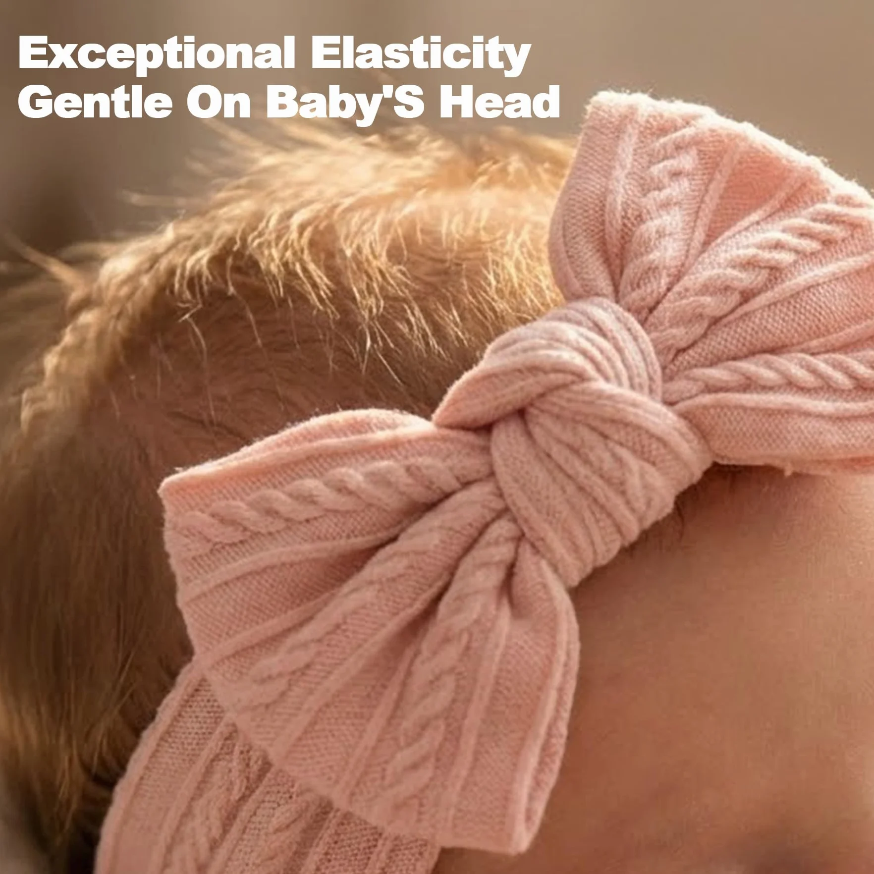 Bandeau Bébé Fille Serre-Tête Arc Élastique Coffret Cadeau 2 Pièces Blanc Rose