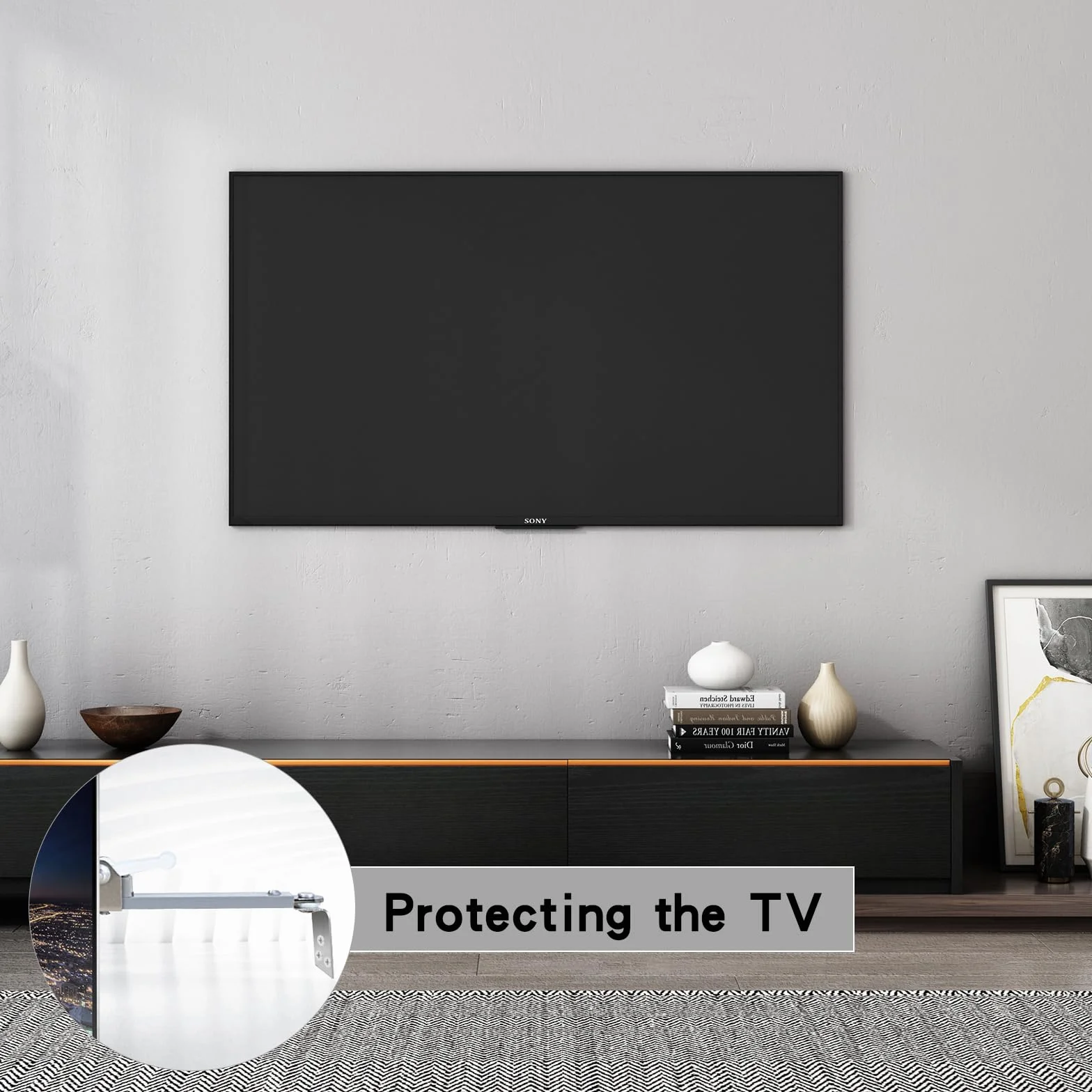 Sangles de Sécurité TV Réglables Lot de 2, Ancrages pour éviter les Chutes, Sécurité Enfants Animaux (8,6-14,1 pouces)
