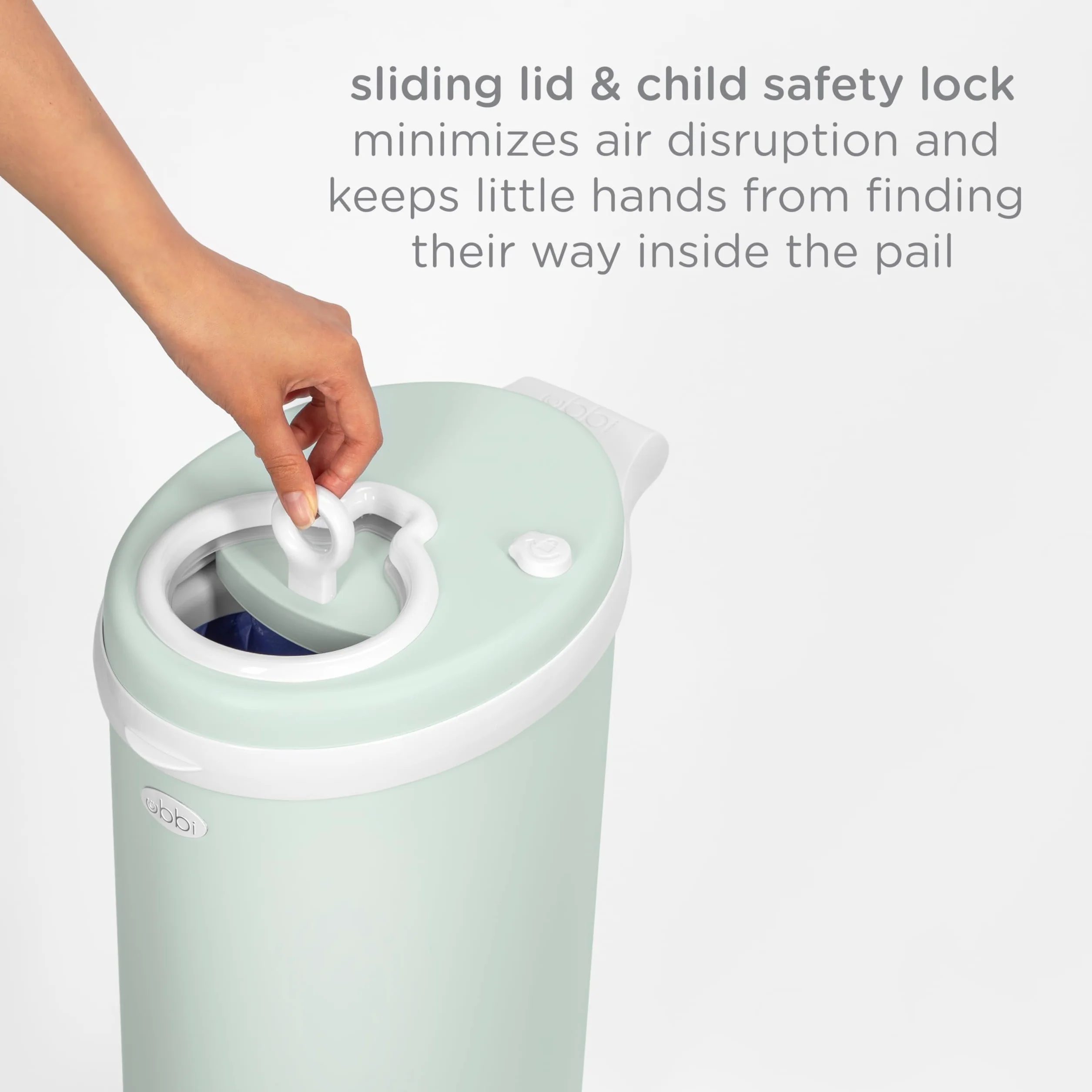 Ubbi Steel Odor Locking Nappy Disposal Bin, No Special Bag Required, Diaper Pail, Sage Green