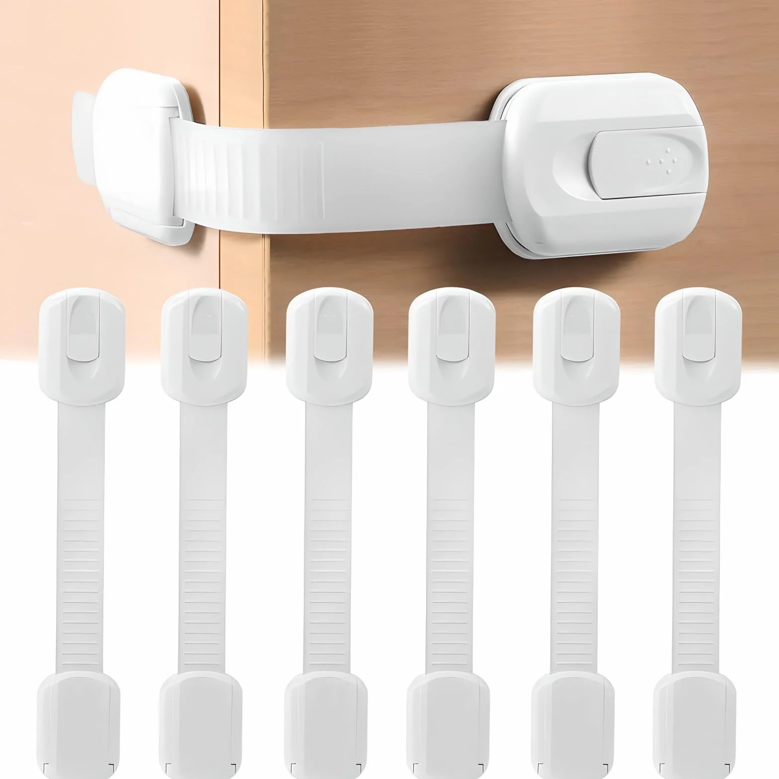 Bébé Sécurité Verrouillage Placard Enfant No Punch Strong Adhesive Adjustable Bloc Tiroir 6 Pièces Blanc