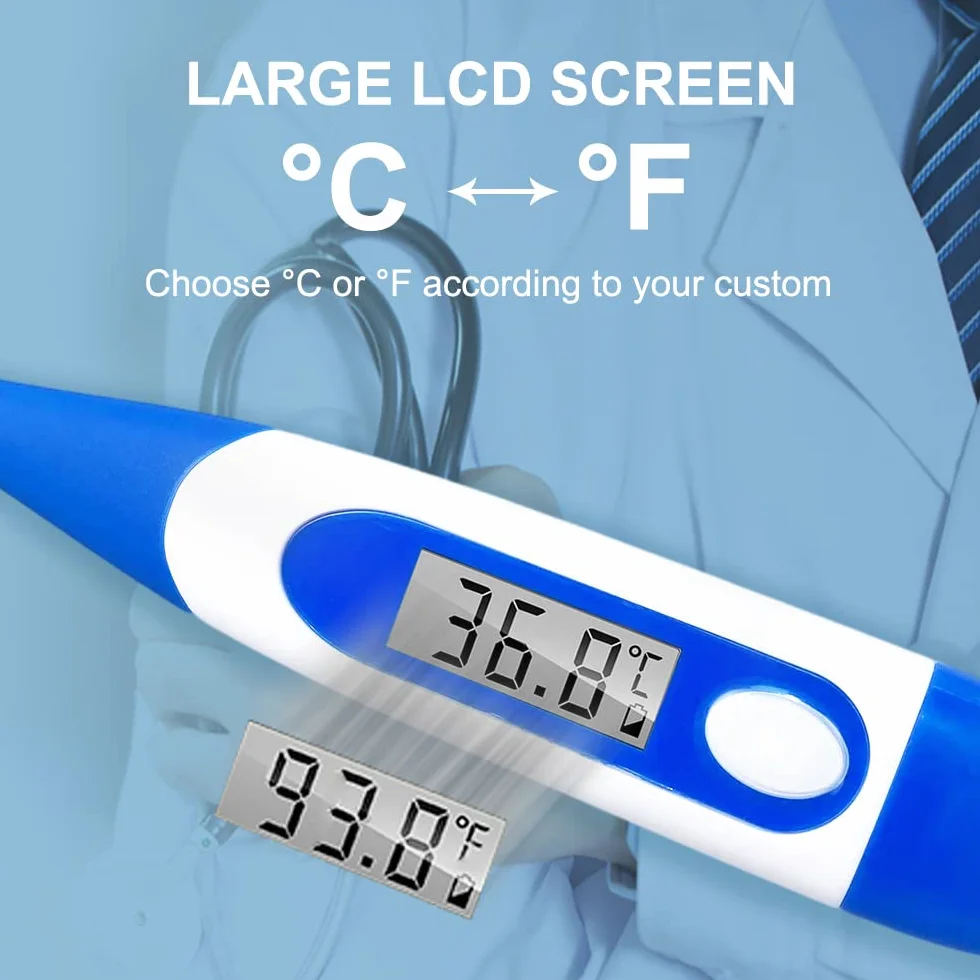 Berrcom Thermomètre Flexible Médical Buccal Avant-Bras étanche avec Alarme de Fièvre