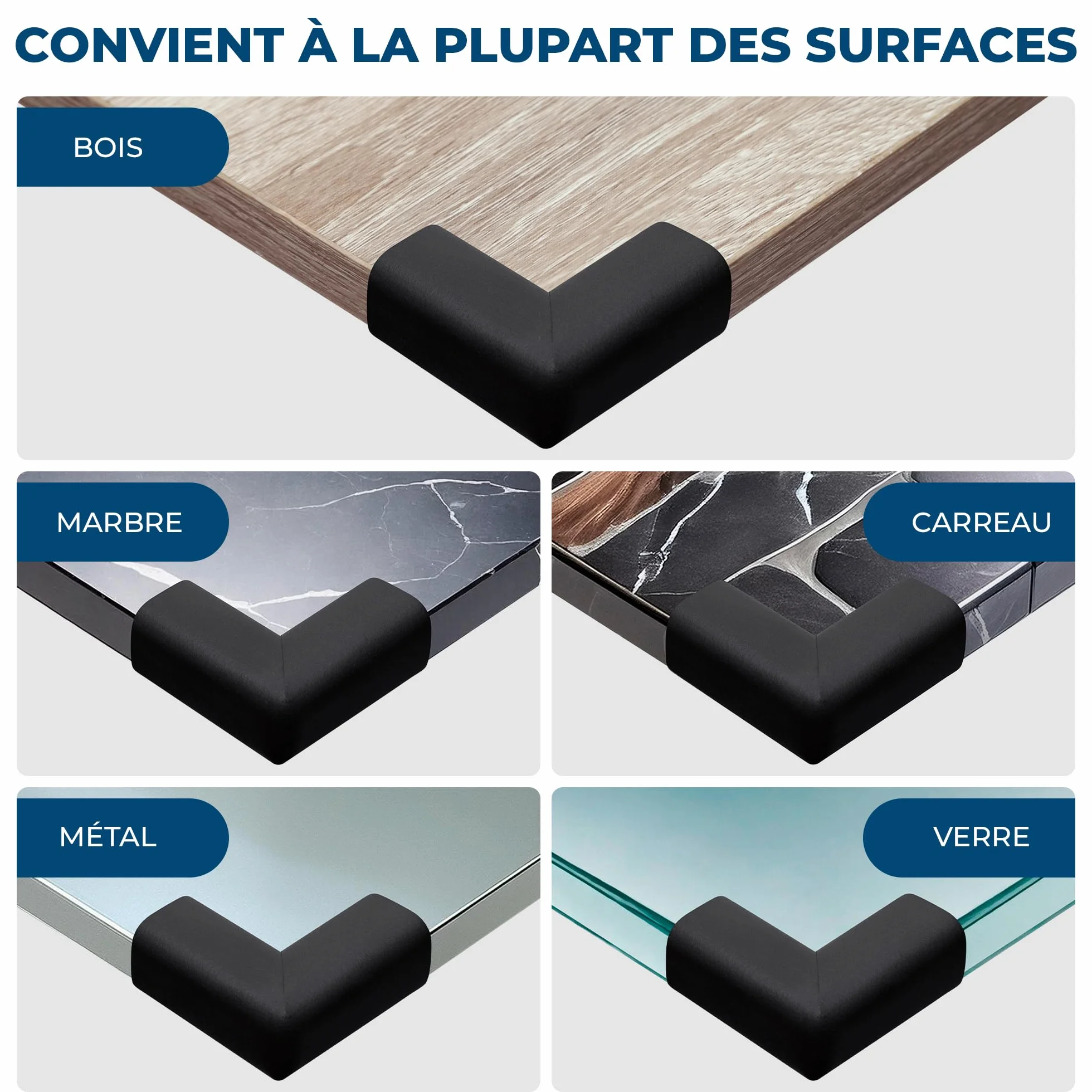 Hoffenbach Protection pour Bébé – Coussin de Sécurité en Mousse Adhésive pour Angles – Noir