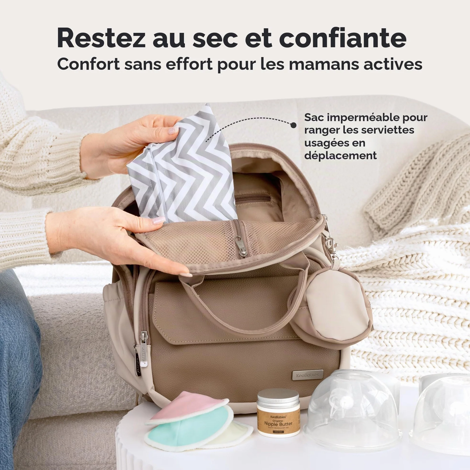 Coussinets d'allaitement en bambou biologique lavables - 14 pièces avec sac de lavage - Pastel Touch L 12cm
