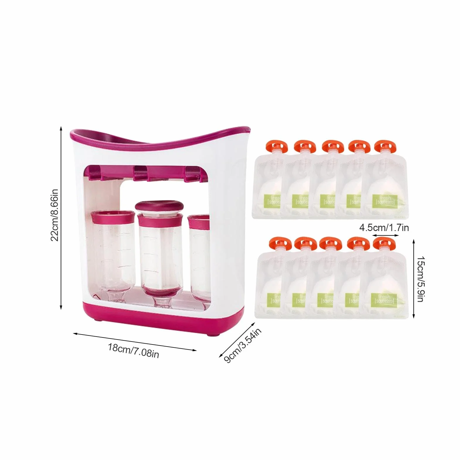 Squeeze Station Fabricant De Jus À Base, Presse Pour Bébé, Jus Fruits Frais Maison Avec Sacs Rangement