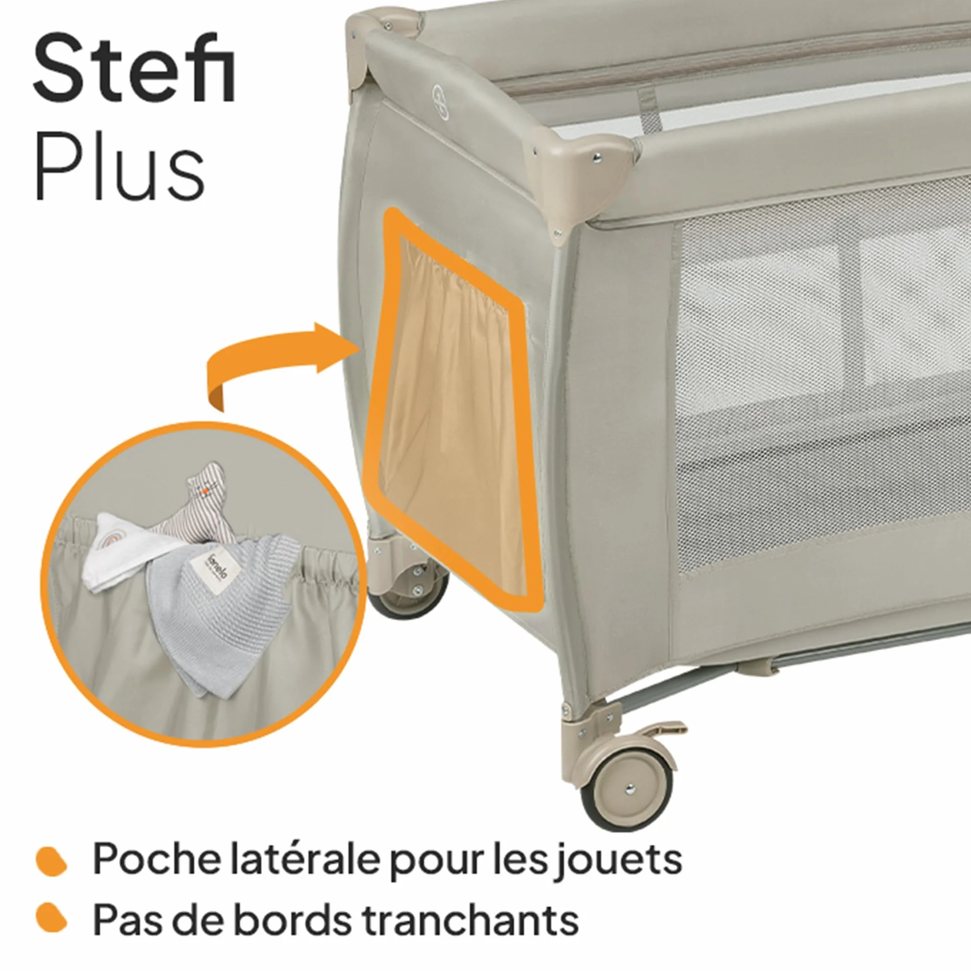 LIONELO Stefi lit bebe bebe LockGuard 15 kg entrée latérale pliage rapide sac de transport Beige