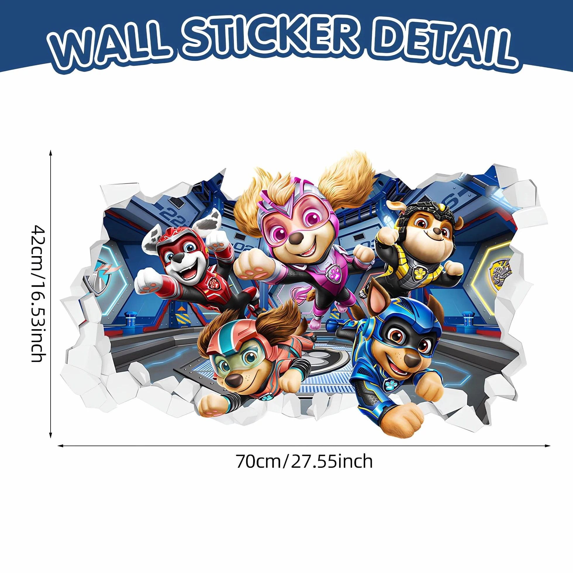 Autocollant mural 3D Pat' Patrouille décoration murale pour chambre d'enfant