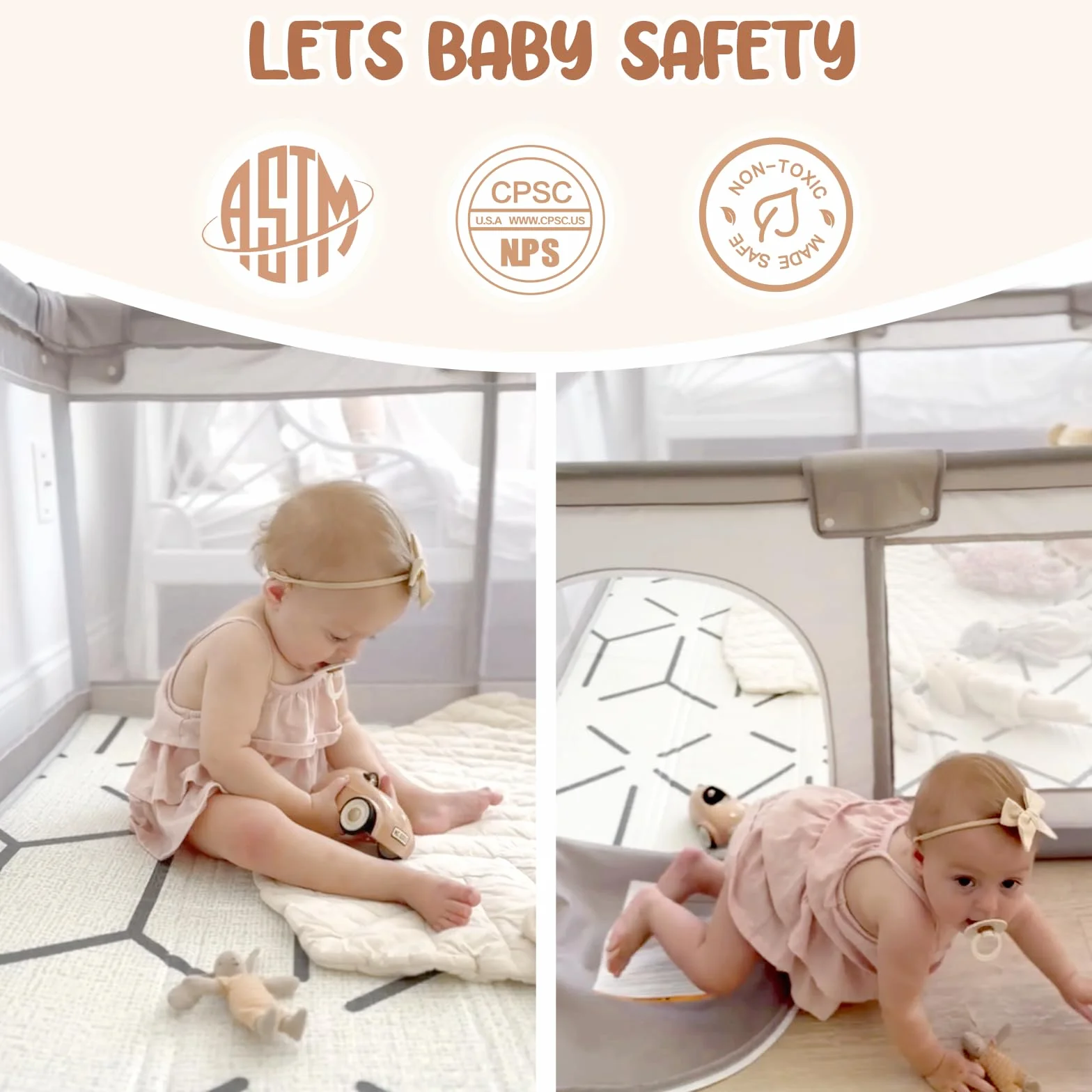 Parc Bébé 120x120cm Pliable avec Tapis Anti-Dérapant pour Enfants 0-24 Mois