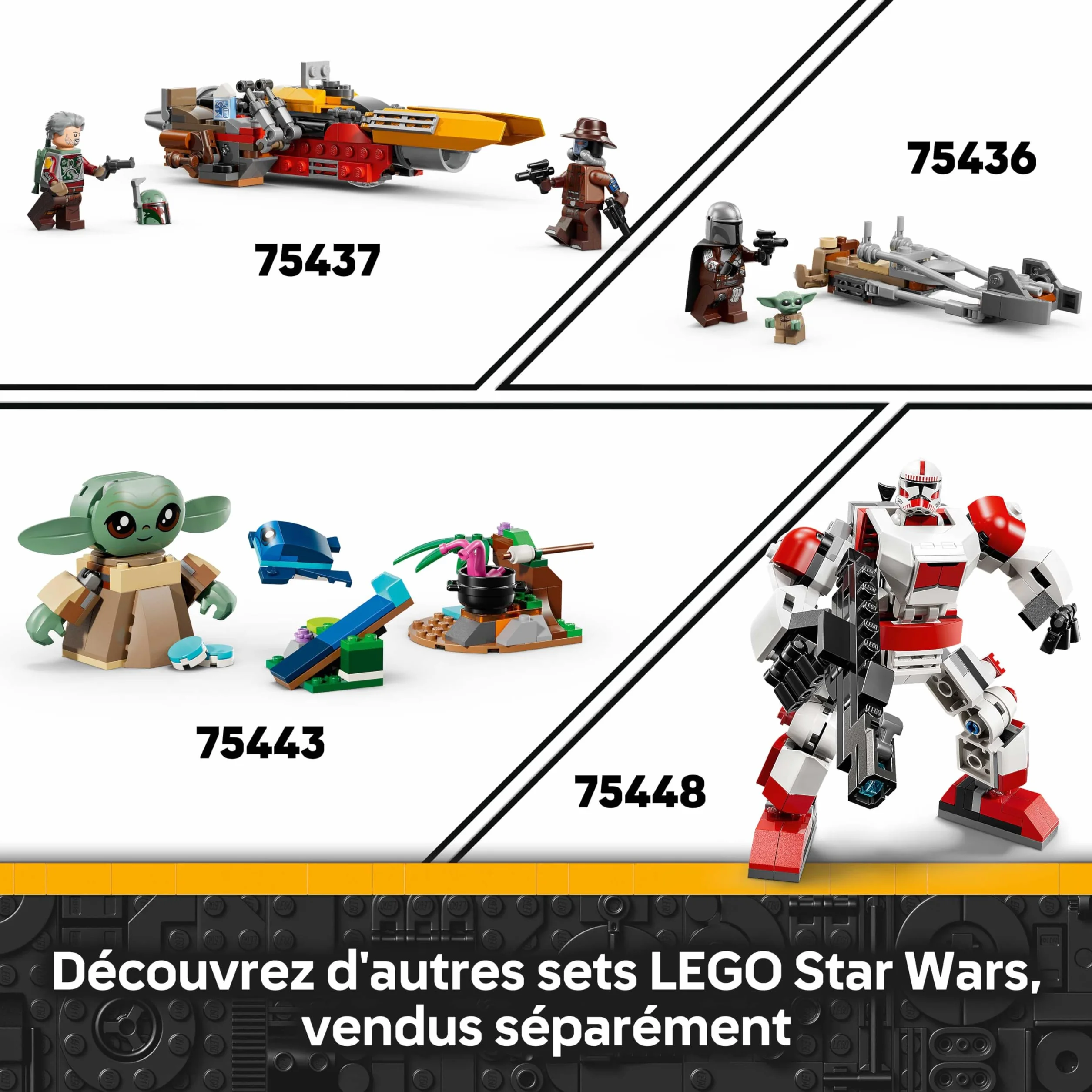 LEGO Star Wars 75449 Pack de Combat Le Siège de Mandalore - Jouet d'action avec Minifigurines de 2 Mandaloriens & 2 Clone Troopers - Speeder & Pistolets Blasters - Cadeau pour Garçon dès 6 Ans