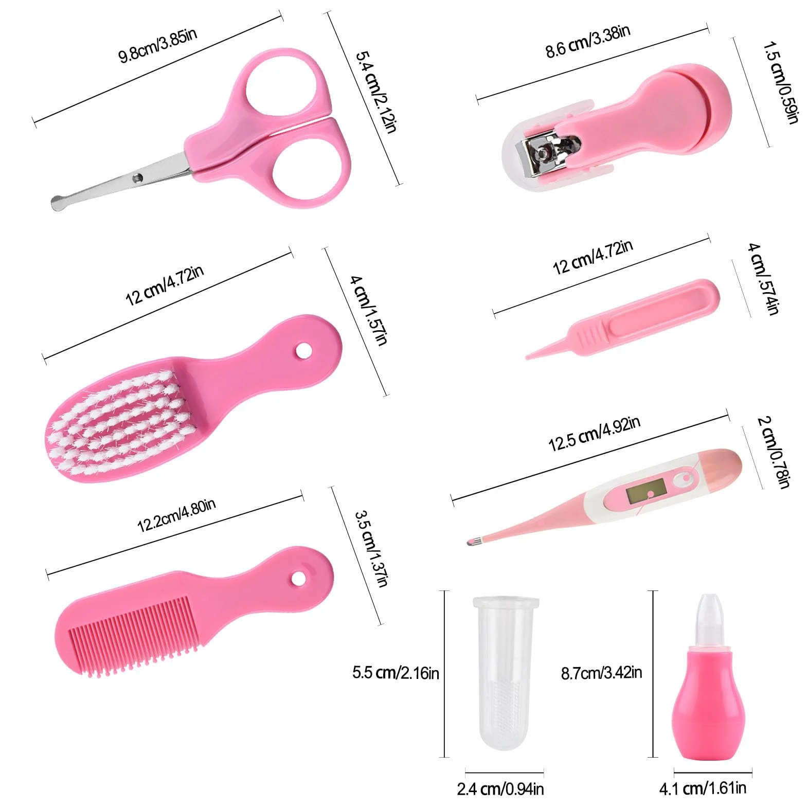 Trousse De Soin Bébé Naissance 8Pcs, Kit Manucure Sécurité Bébé Avec Brosse À Dents, Coupe-ongles Et Peigne