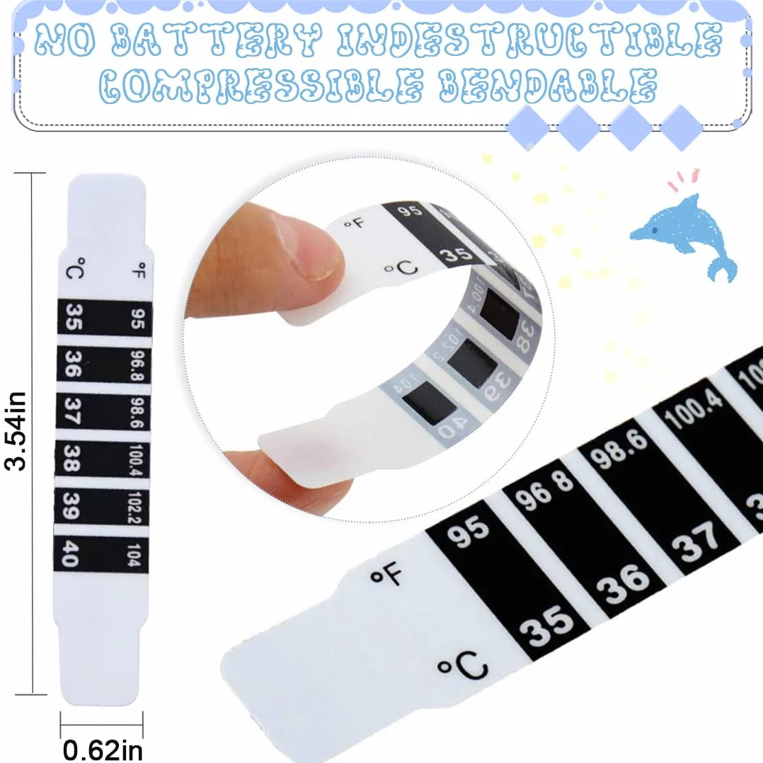 Bandes de Thermomètre Frontal 20 Pièces, Autocollant Portable Réutilisable pour Bébé Adulte