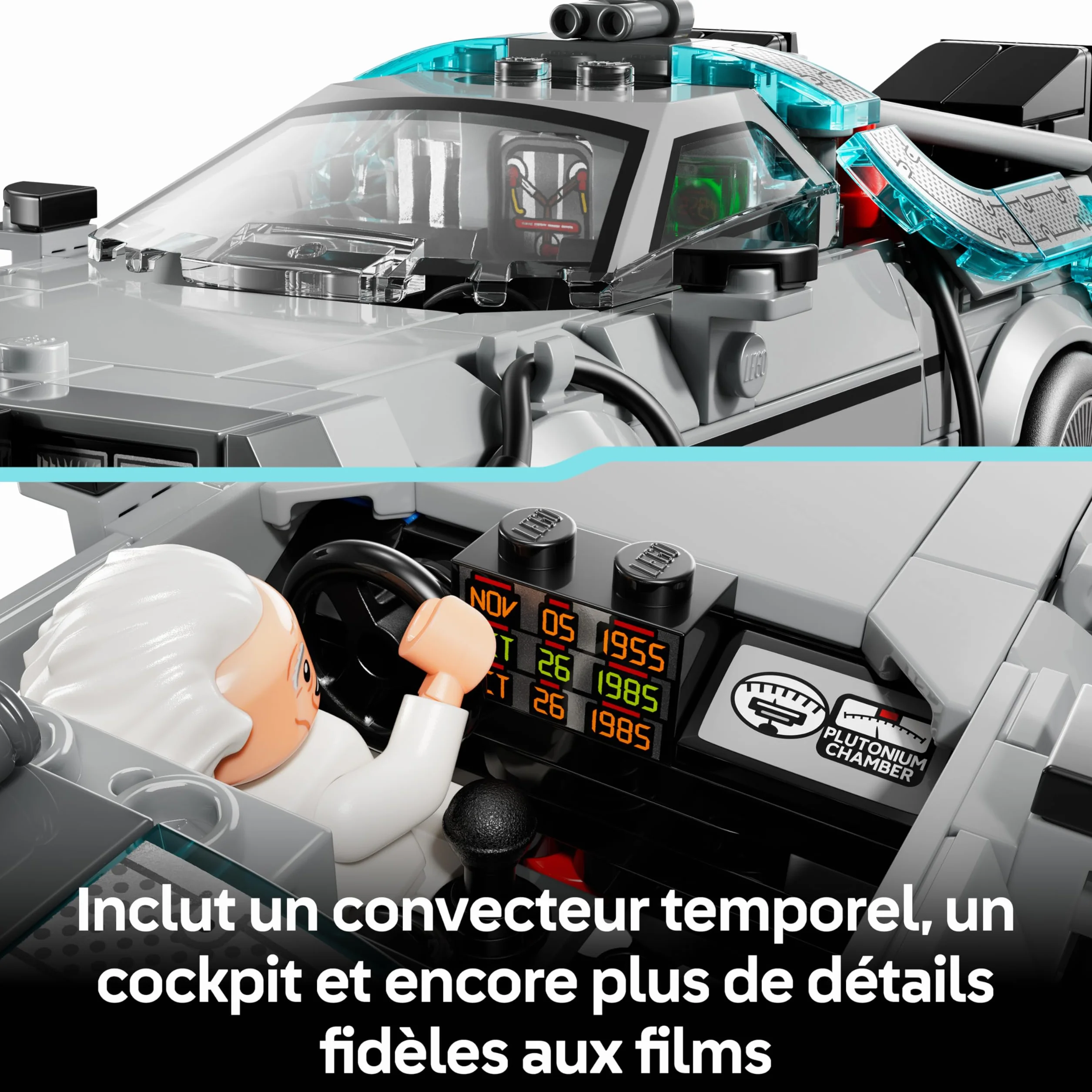 LEGO Speed Champions La Machine à Remonter Le Temps Retour vers Le Futur Jouet Voiture Maquette Minifigurines Doc Brown Marty McFly Cadeau 9 Ans 77256