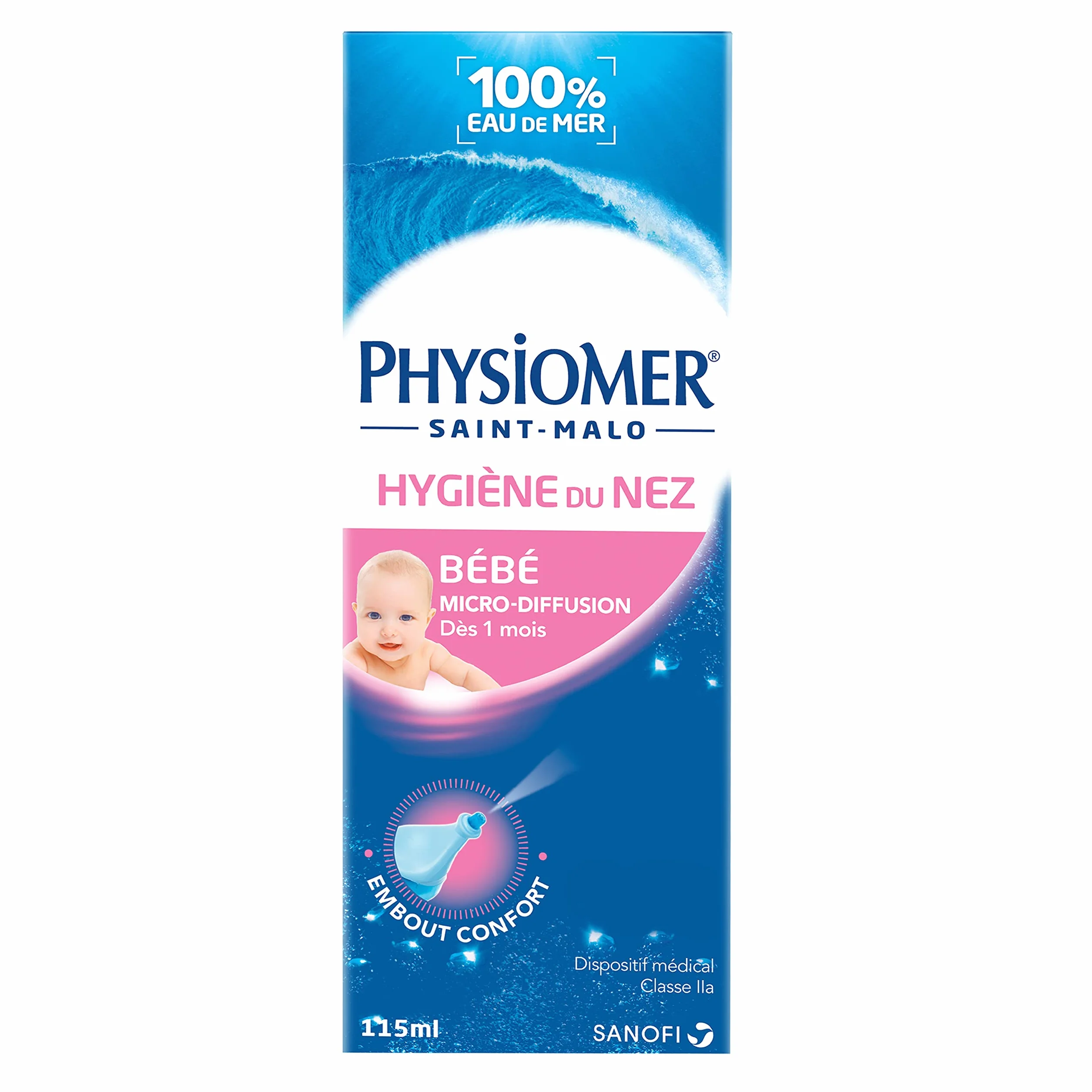 Physiomer Micro-Diffusion Spray Nasal 115 mL Dispositif Médical Hygiène du Nez Rhume et Rhinite