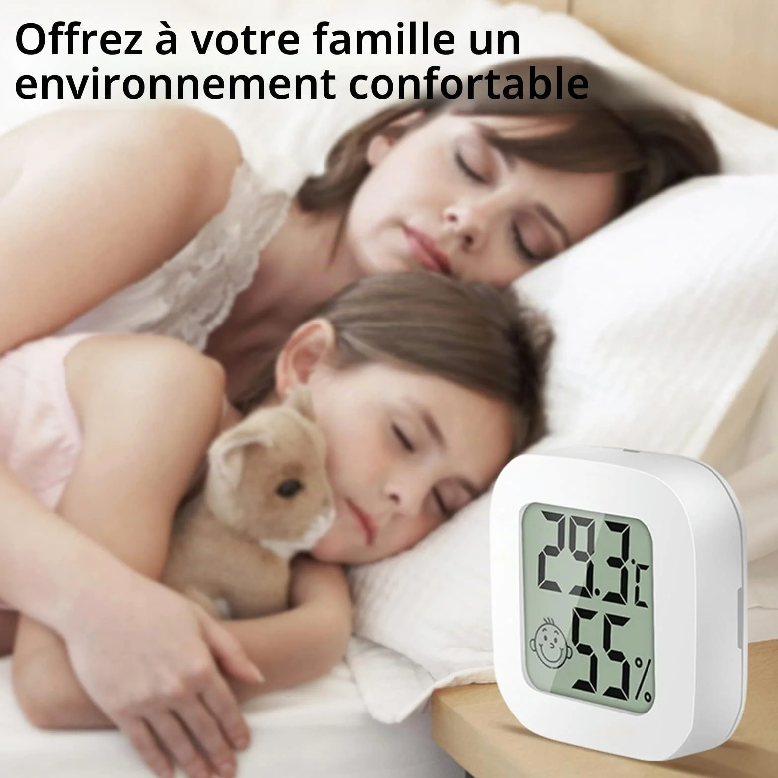 Lot de 4 thermomètres hygromètres numériques d'intérieur - Mini thermomètre hygromètre de chambre avec interrupteur