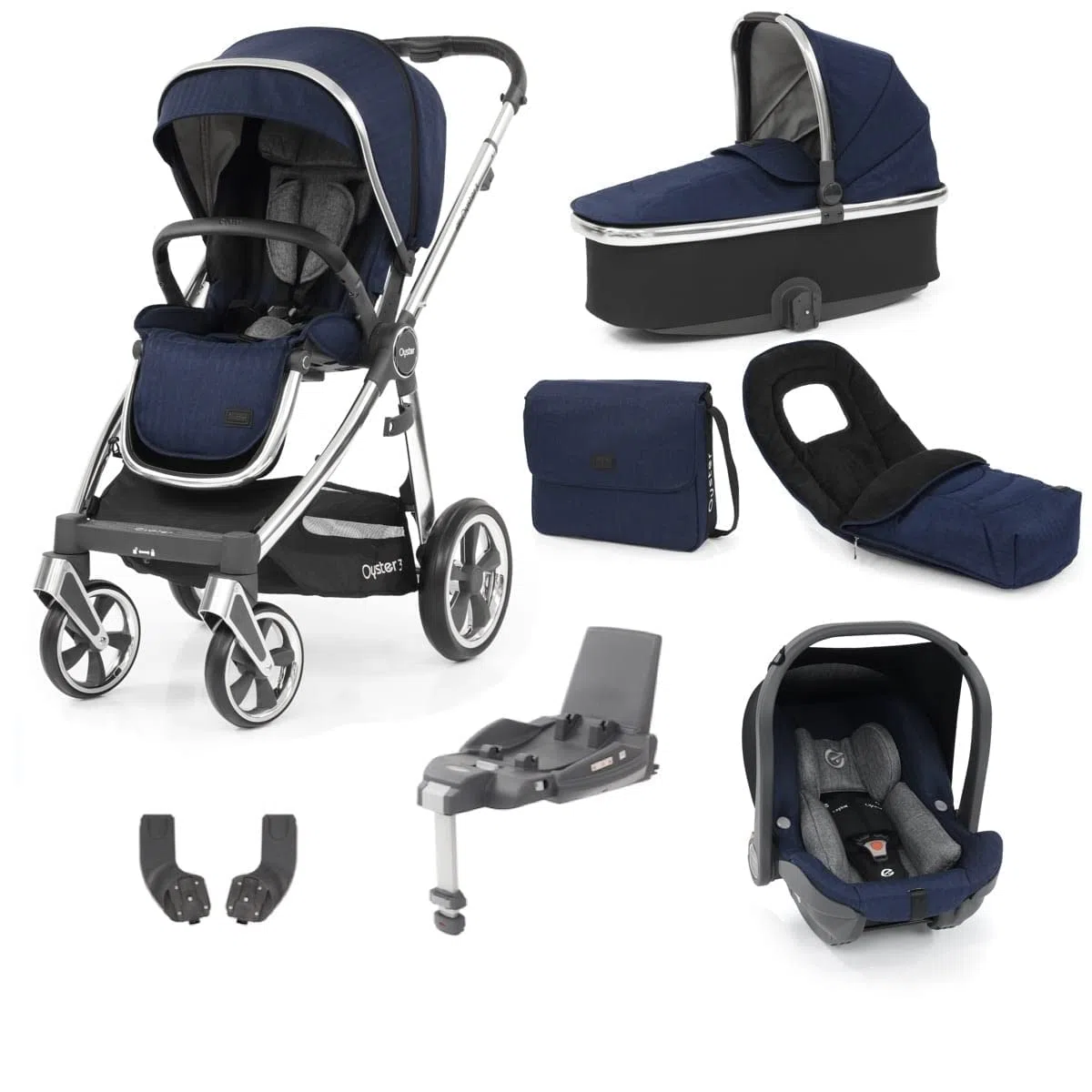 Babystyle Oyster 3 Sac de couchage pour siège de voiture avec miroir Bleu marine